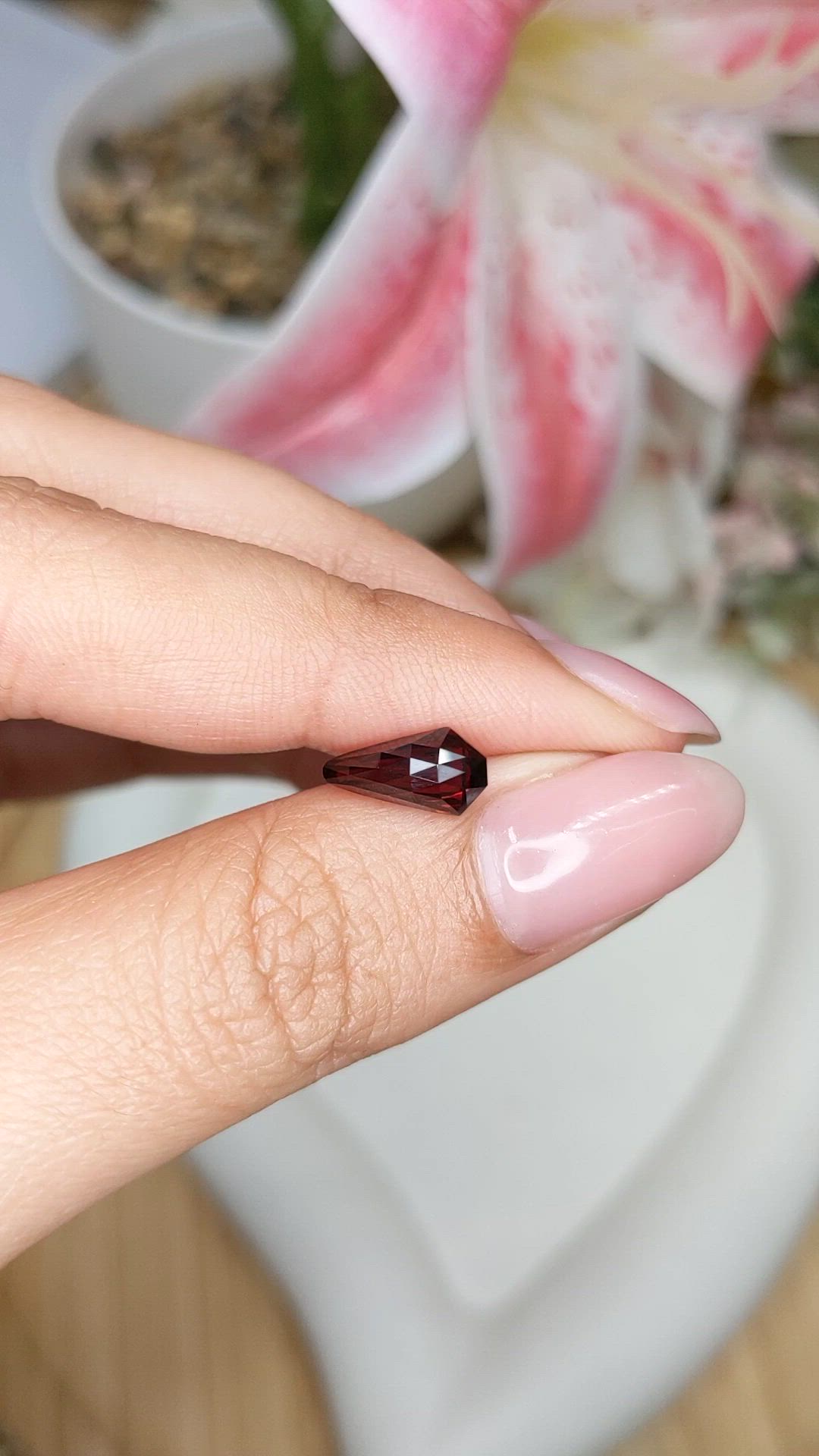 1.89 Ct. Red Almandine Garnet from Ceylon (Sri Lanka) Size Video