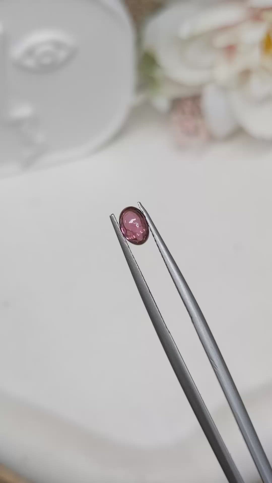 0.69 Ct. Pinkish Purple Cabochon Garnet from Ceylon (Sri Lanka) Size Video
