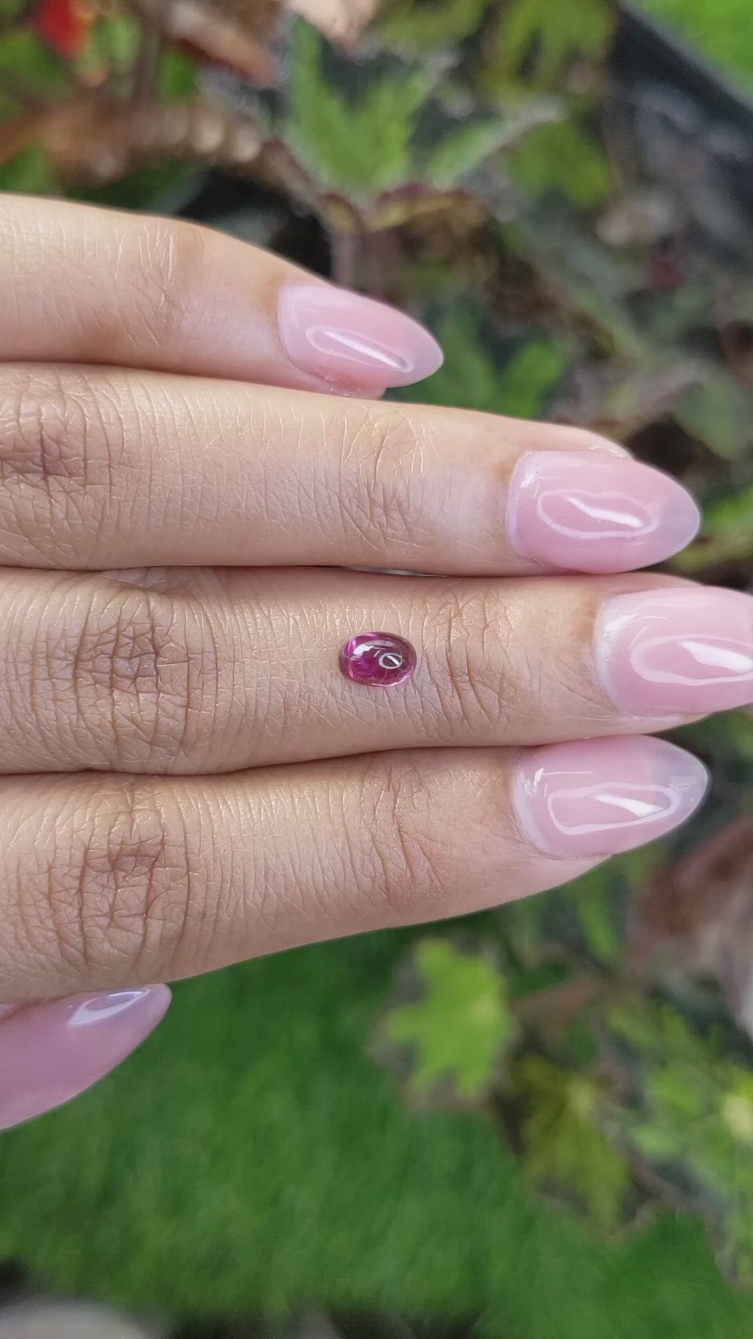 0.74 Ct. Pinkish Purple Cabochon Garnet from Ceylon (Sri Lanka) Size Video