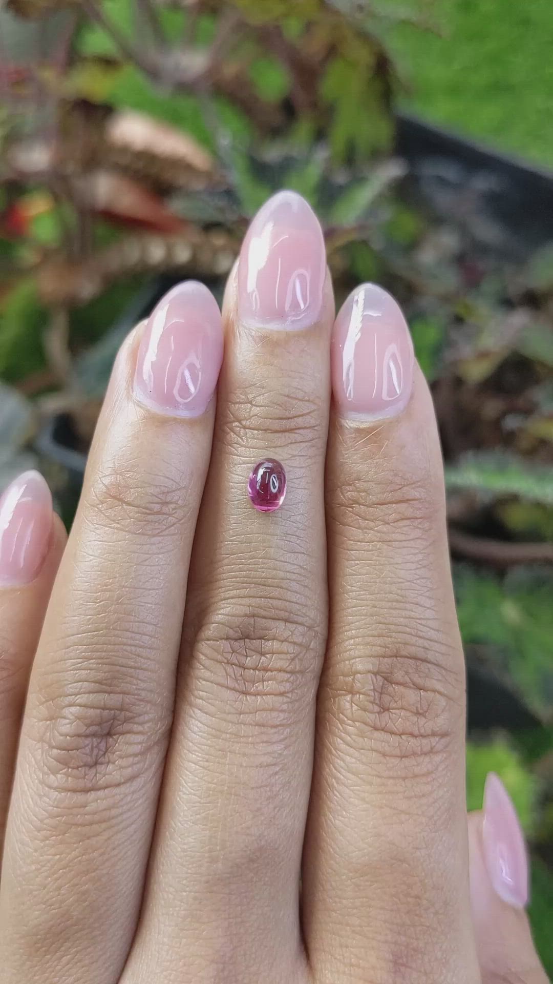 0.74 Ct. Pinkish Purple Cabochon Garnet from Ceylon (Sri Lanka) Size Video