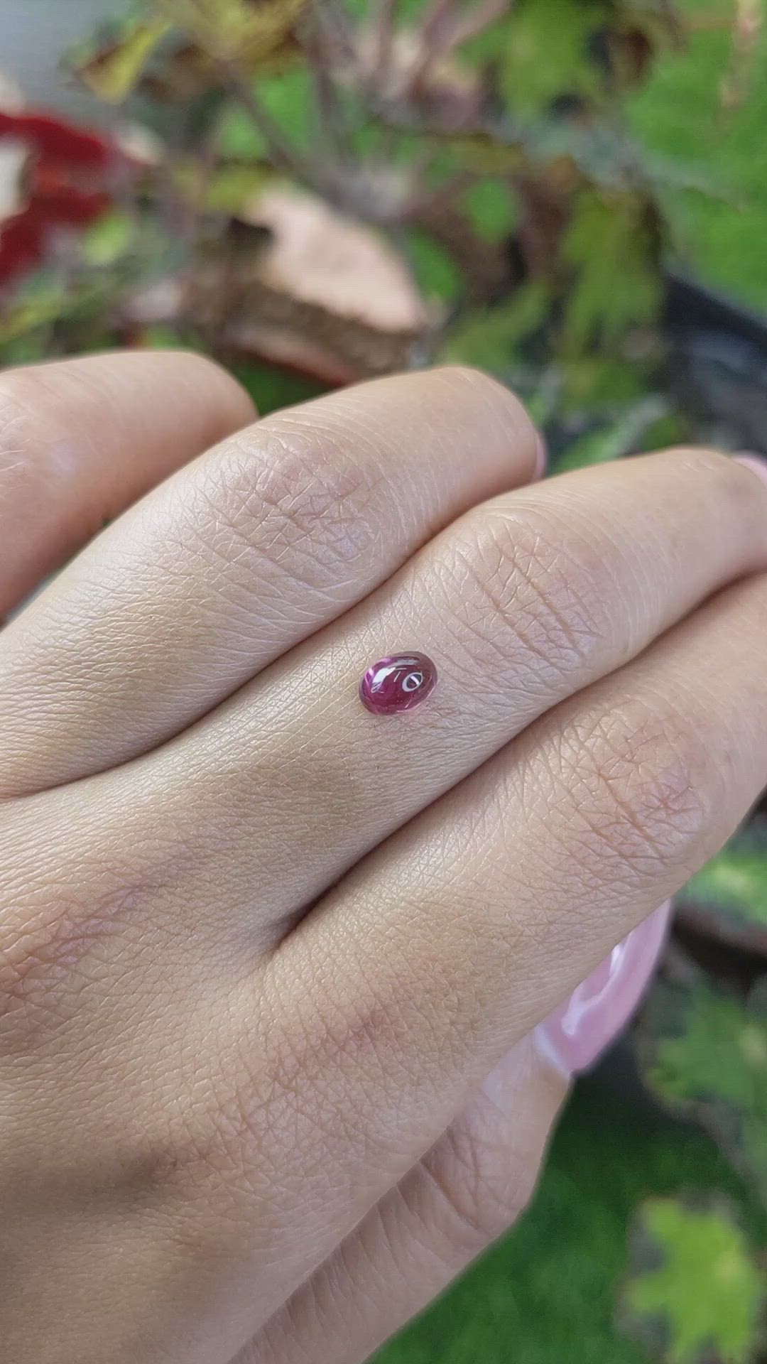 0.74 Ct. Pinkish Purple Cabochon Garnet from Ceylon (Sri Lanka) Size Video