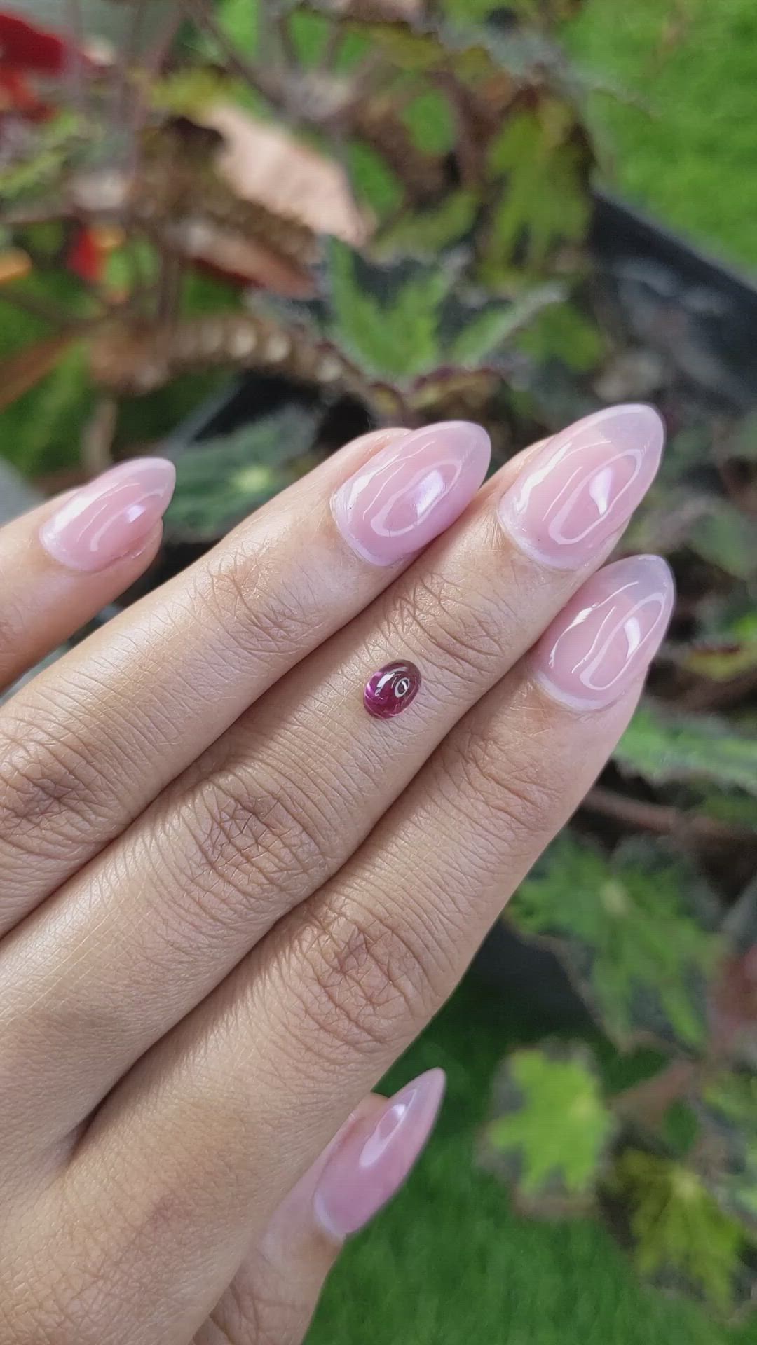 0.74 Ct. Pinkish Purple Cabochon Garnet from Ceylon (Sri Lanka) Size Video