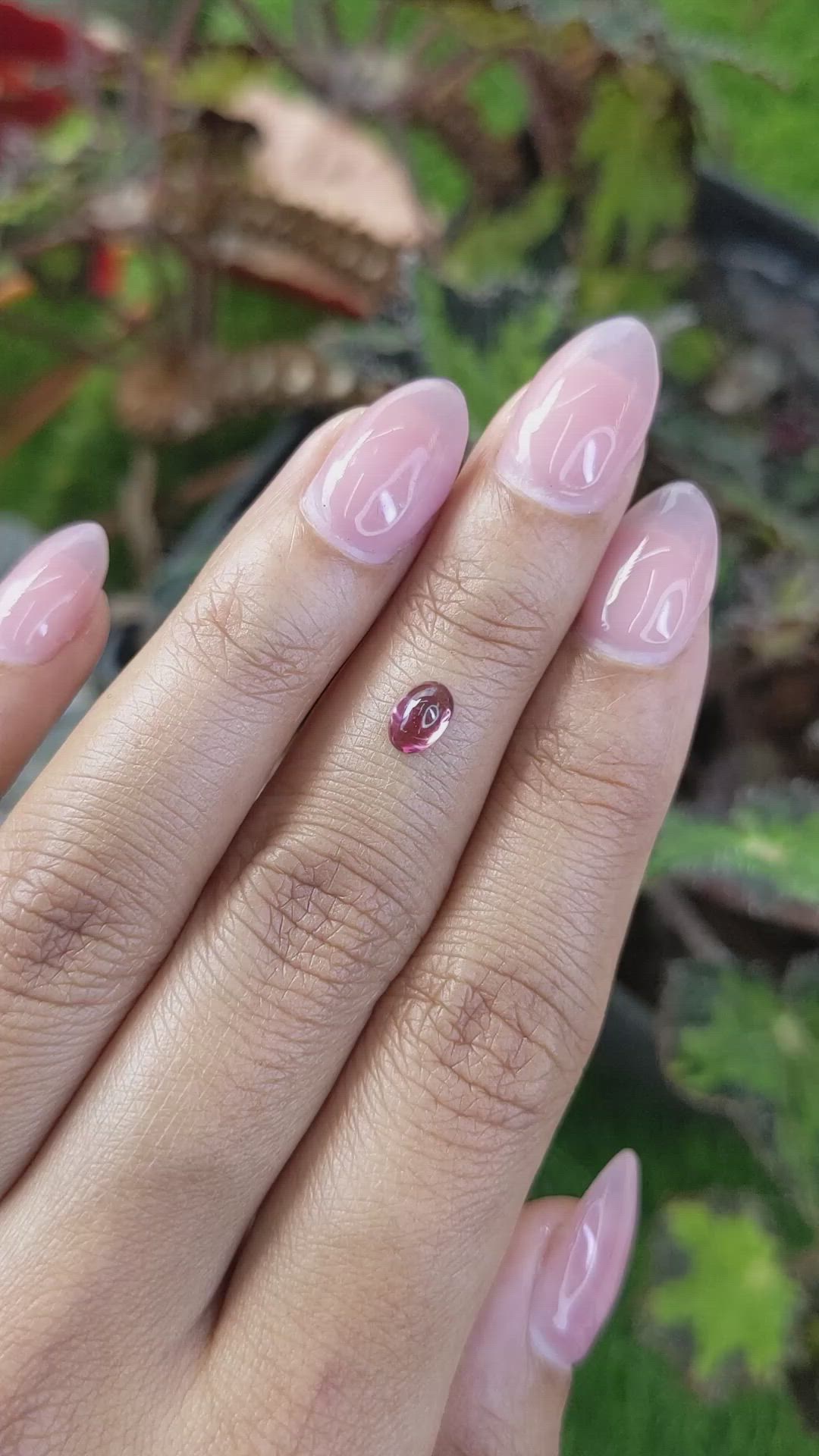 0.55 Ct. Pinkish Purple Cabochon Garnet from Ceylon (Sri Lanka) Size Video