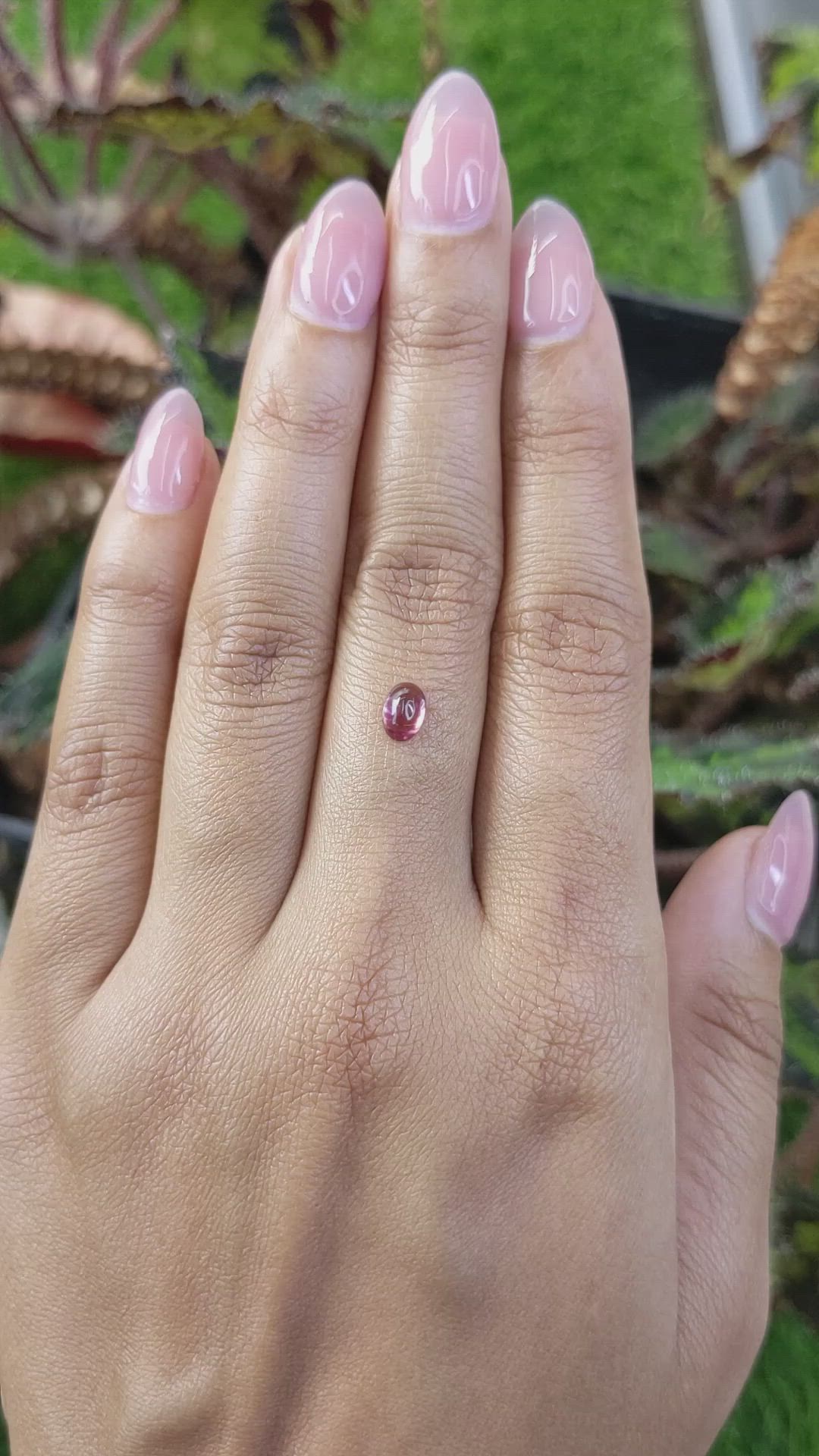 0.55 Ct. Pinkish Purple Cabochon Garnet from Ceylon (Sri Lanka) Size Video