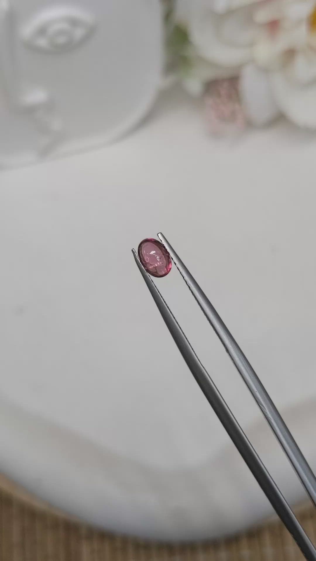 0.55 Ct. Pinkish Purple Cabochon Garnet from Ceylon (Sri Lanka) Size Video