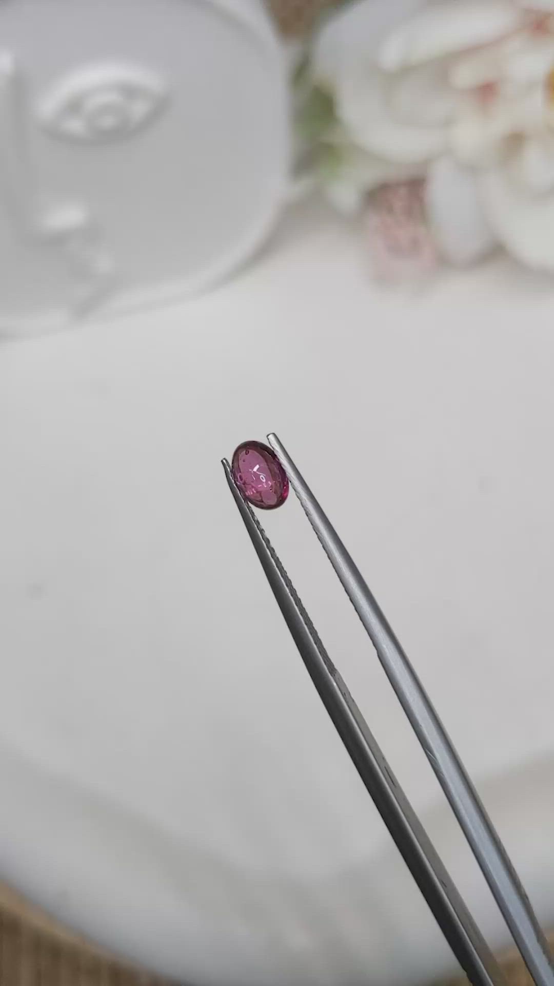 0.60 Ct. Pinkish Purple Cabochon Garnet from Ceylon (Sri Lanka) Size Video