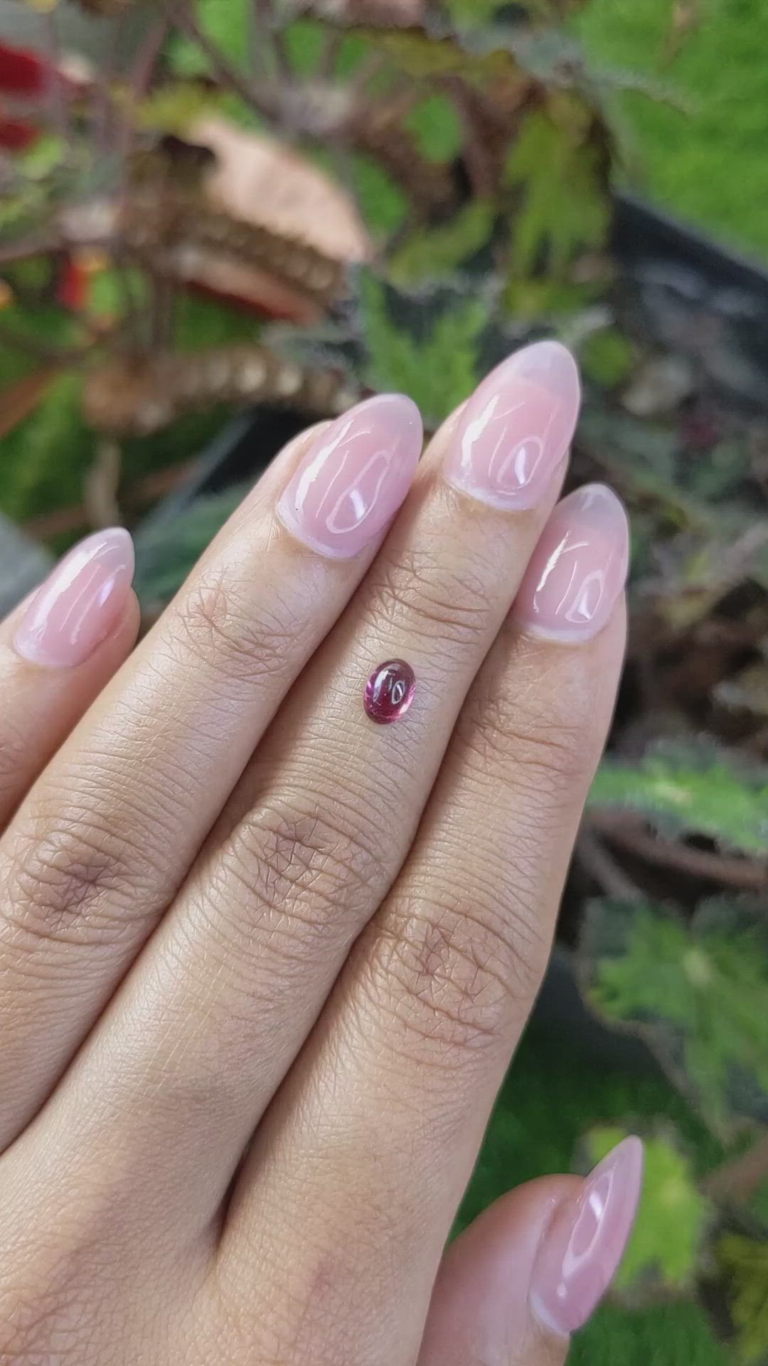 0.65 Ct. Pinkish Purple Cabochon Garnet from Ceylon (Sri Lanka) Size Video