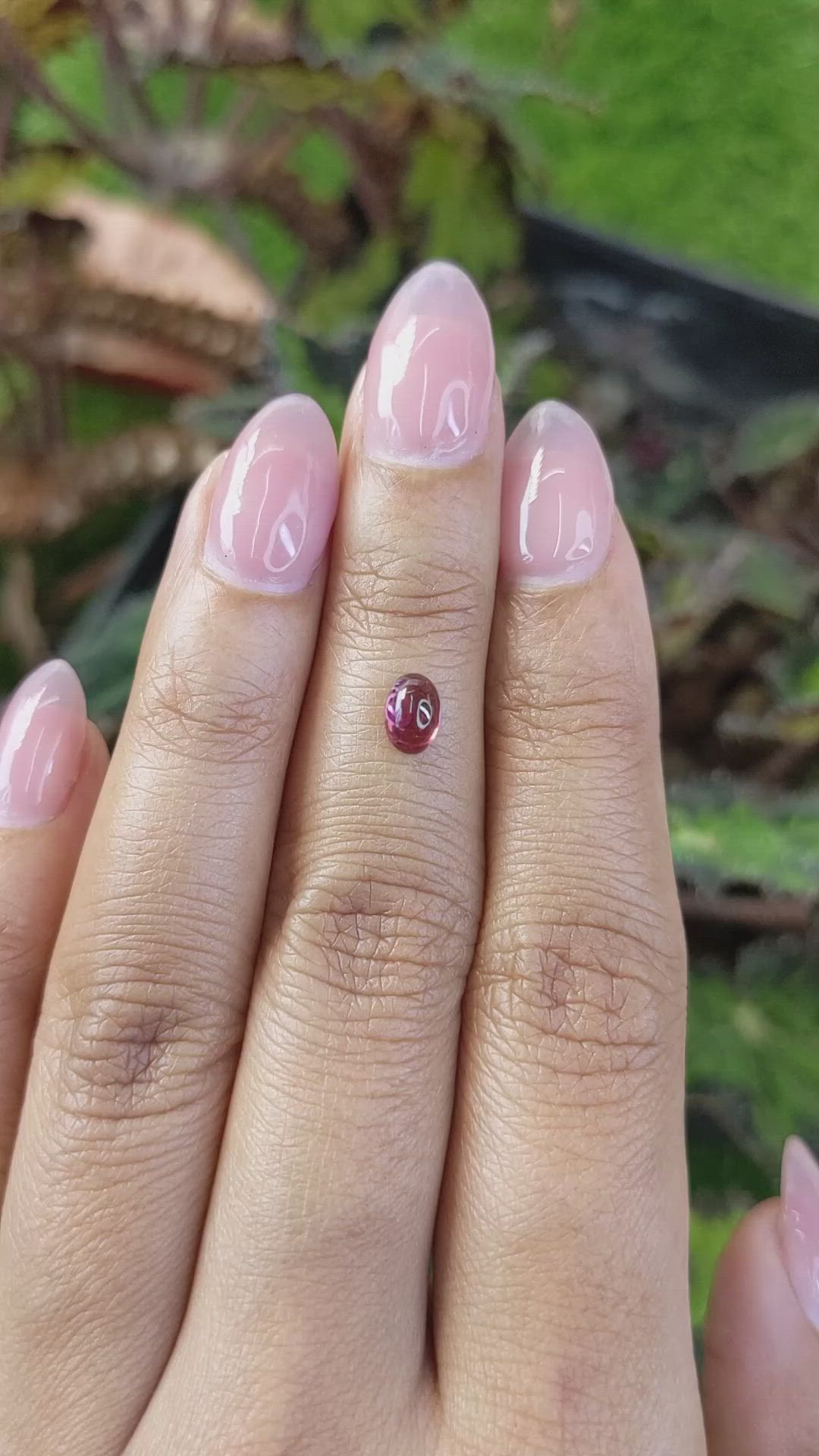 0.67 Ct. Pinkish Purple Cabochon Garnet from Ceylon (Sri Lanka) Size Video