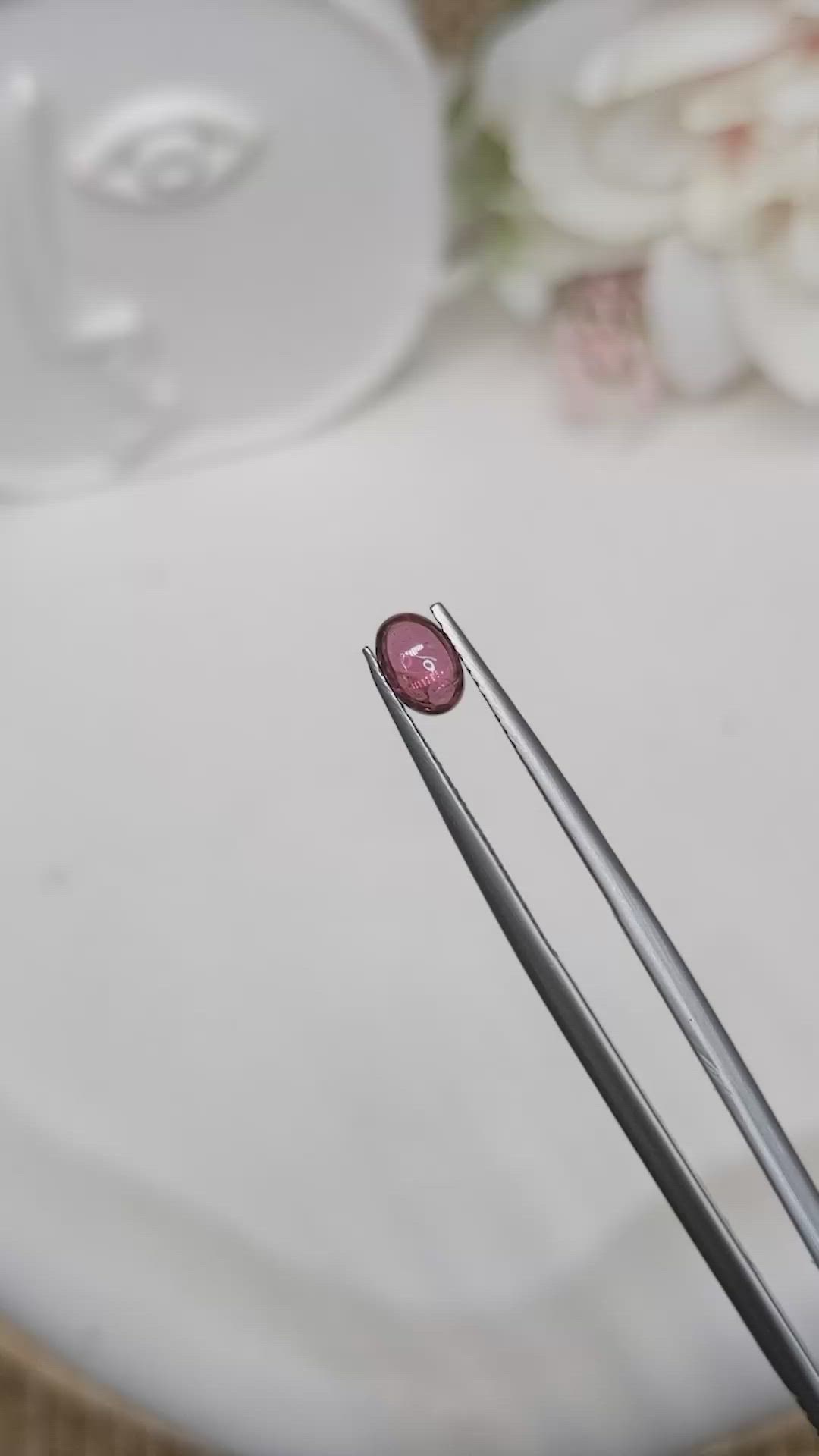 0.67 Ct. Pinkish Purple Cabochon Garnet from Ceylon (Sri Lanka) Size Video