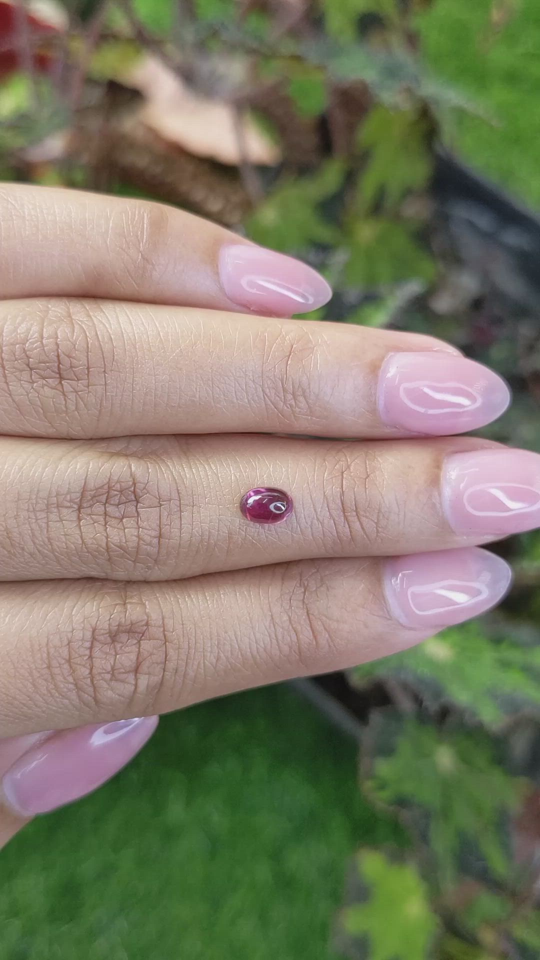0.75 Ct. Pinkish Purple Cabochon Garnet from Ceylon (Sri Lanka) Size Video