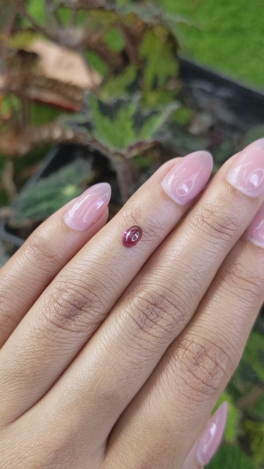 0.75 Ct. Pinkish Purple Cabochon Garnet from Ceylon (Sri Lanka) Size Video