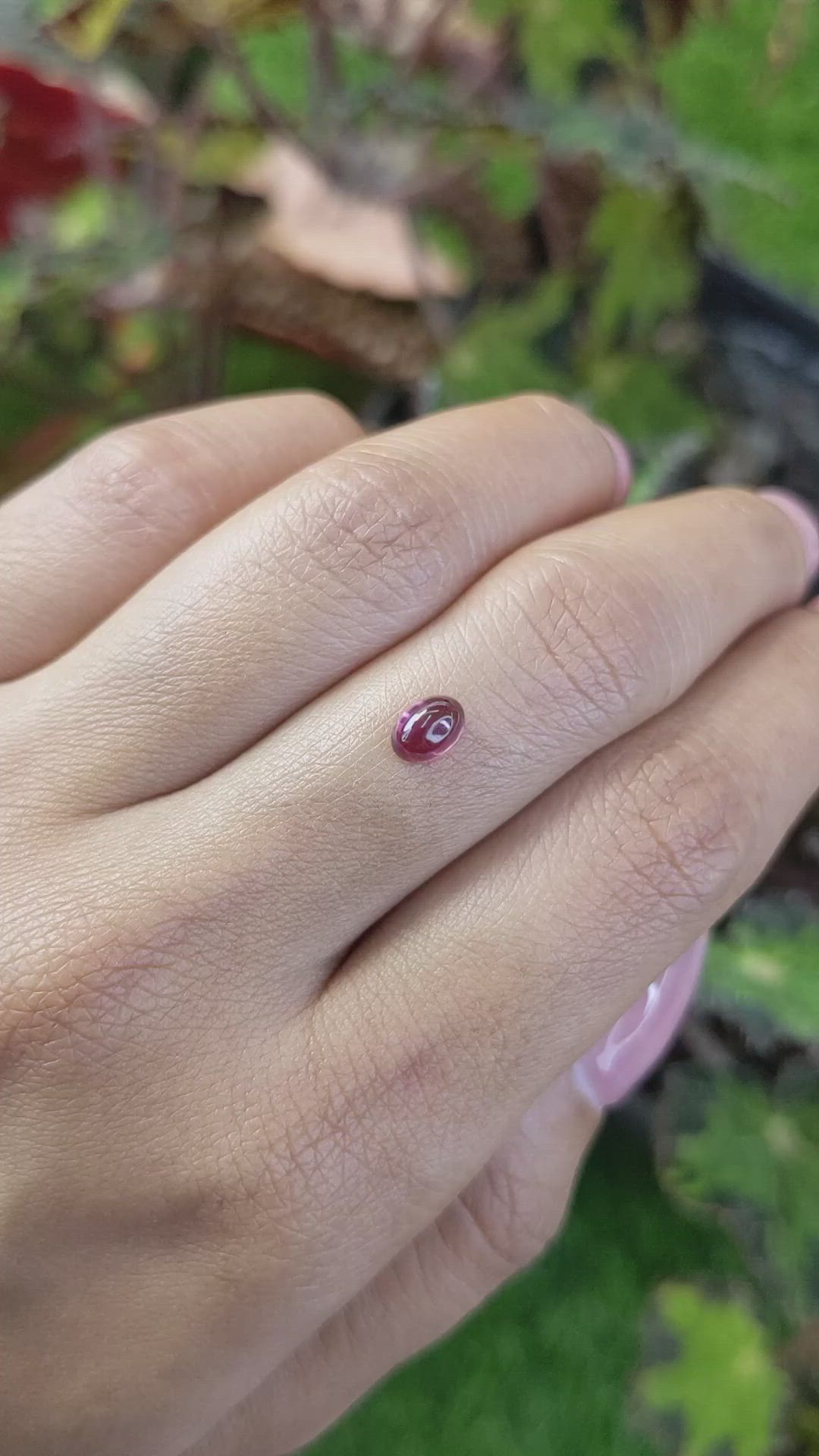0.75 Ct. Pinkish Purple Cabochon Garnet from Ceylon (Sri Lanka) Size Video