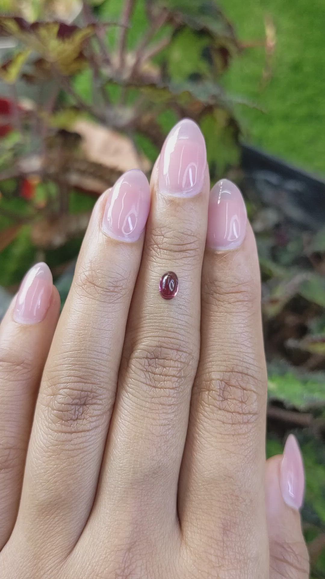 0.69 Ct. Pinkish Purple Cabochon Garnet from Ceylon (Sri Lanka) Size Video