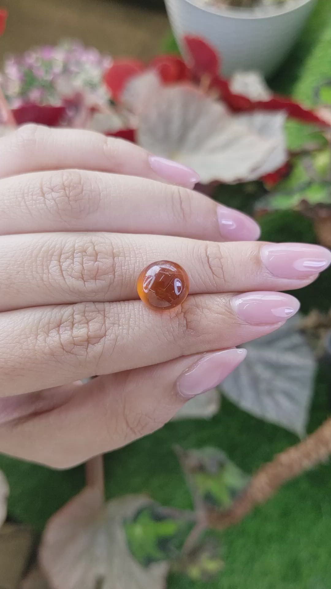 8.94 Ct. Orange Cabochon Hessonite Garnet from Madagascar Size Video