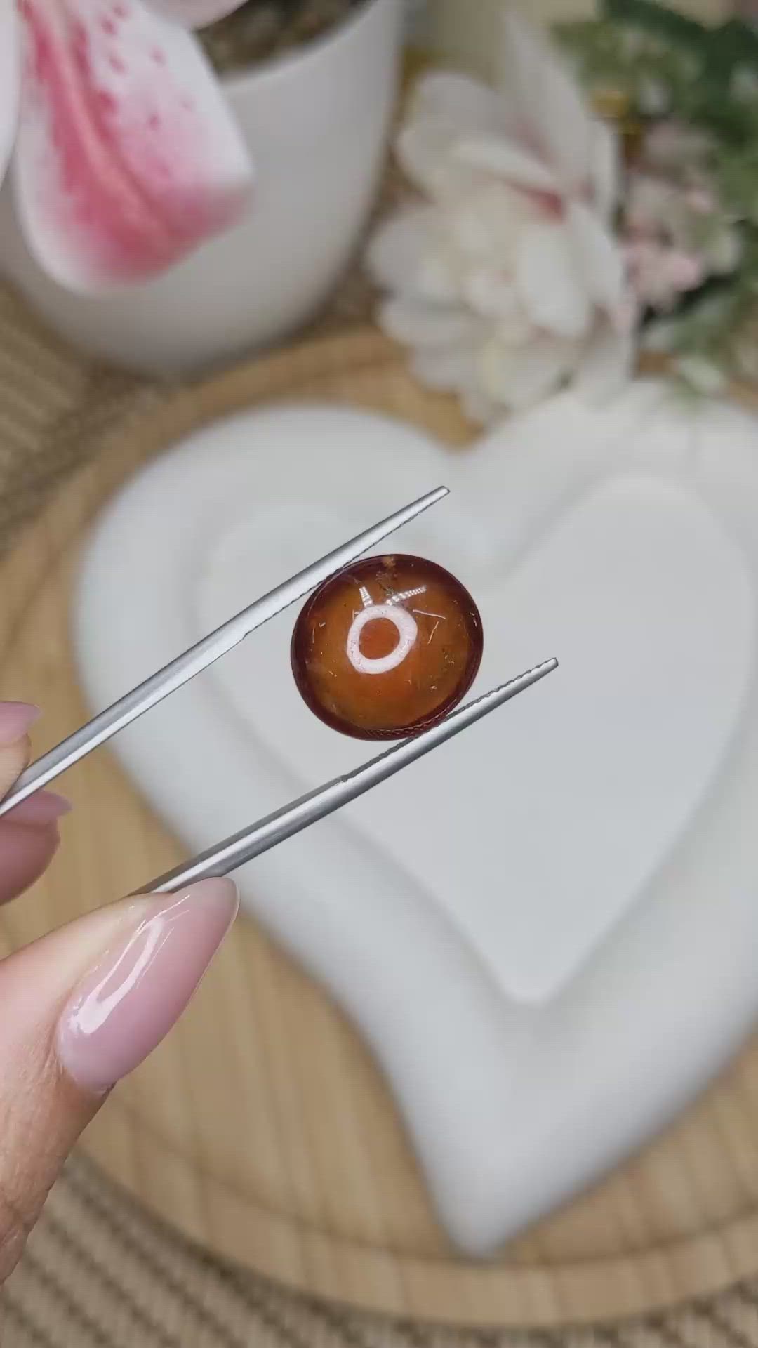 13.29 Ct. Reddish Orange Cabochon Hessonite Garnet from Madagascar Size Video