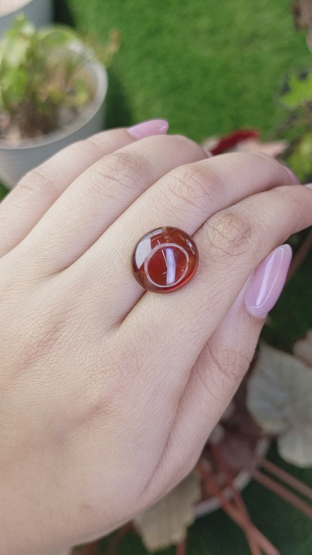 13.29 Ct. Reddish Orange Cabochon Hessonite Garnet from Madagascar Size Video