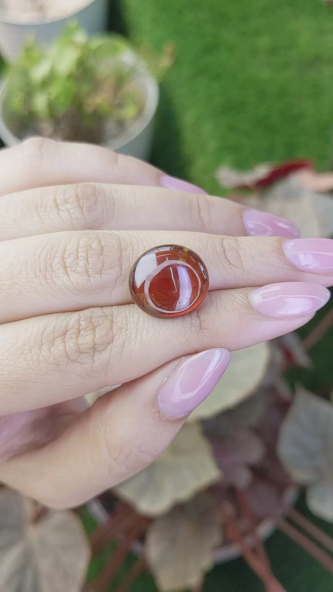 13.29 Ct. Reddish Orange Cabochon Hessonite Garnet from Madagascar Size Video