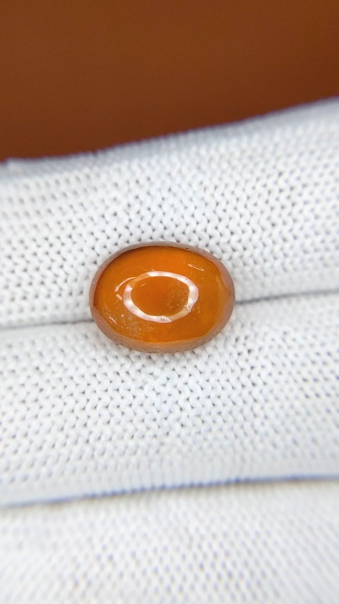 7.38 Ct. Orange Cabochon Hessonite Garnet from Madagascar Size Video