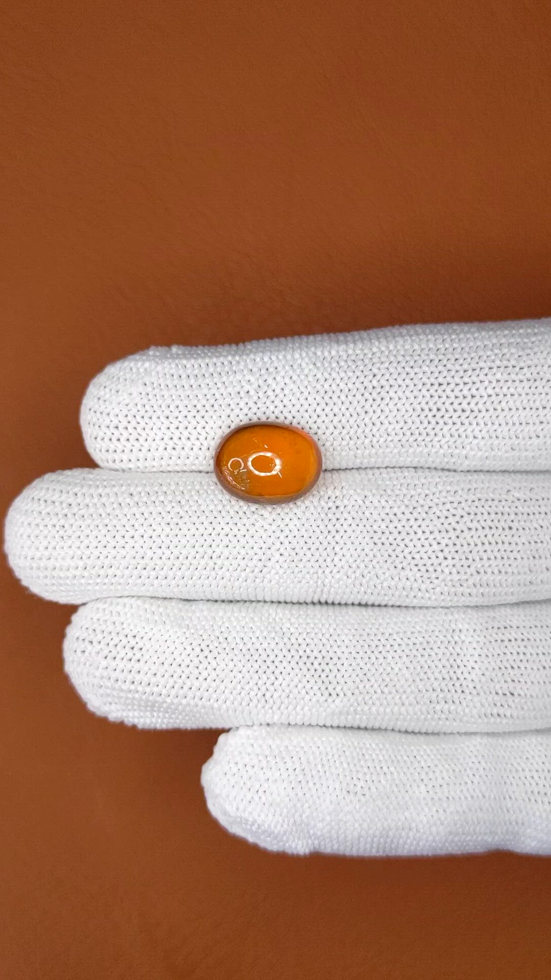 7.38 Ct. Orange Cabochon Hessonite Garnet from Madagascar Size Video