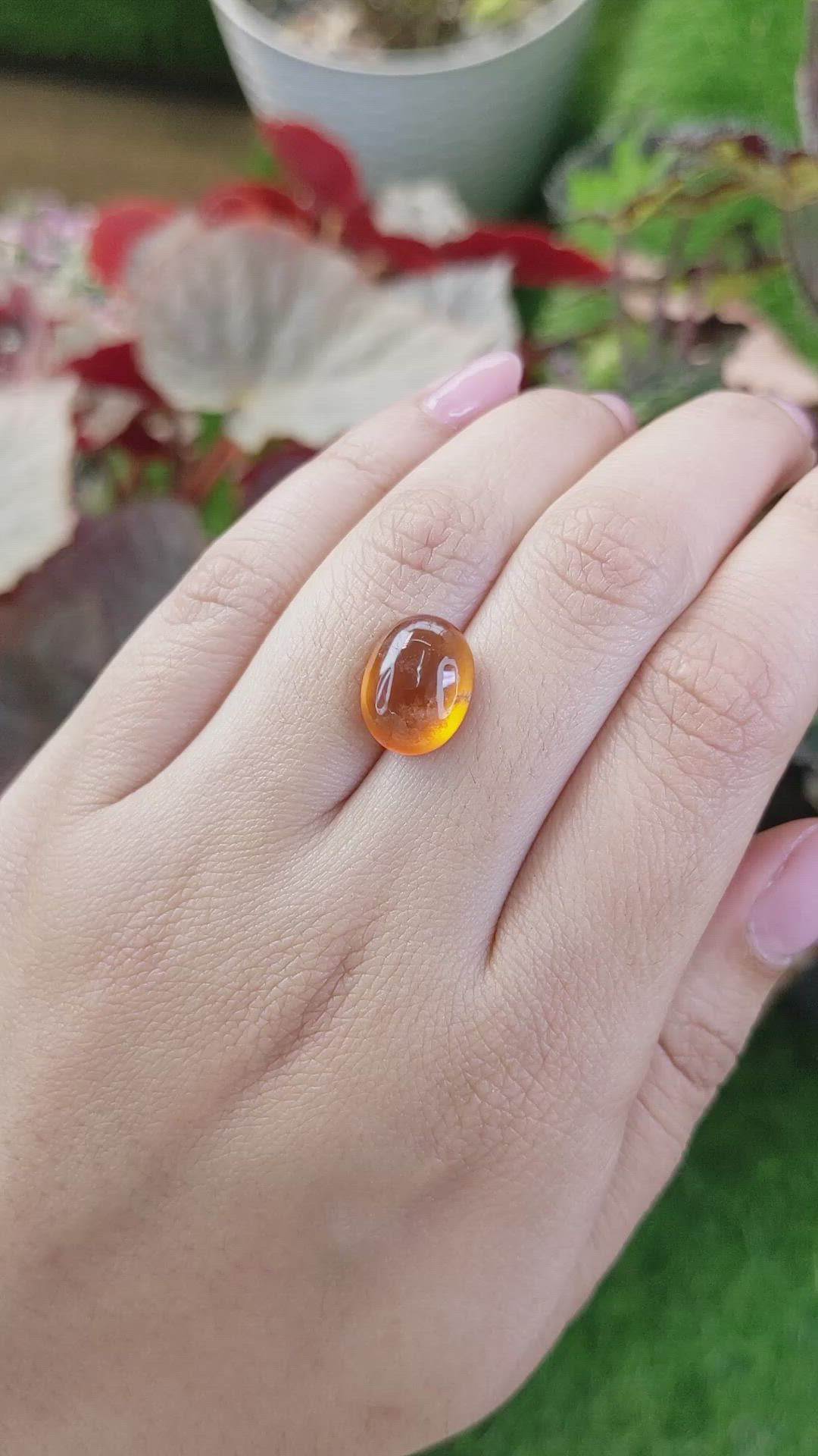 7.38 Ct. Orange Cabochon Hessonite Garnet from Madagascar Size Video