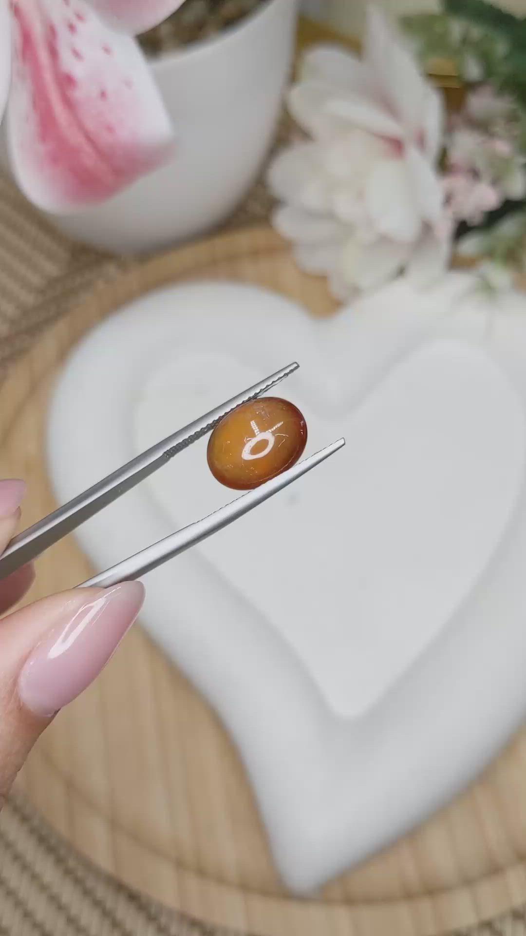 7.38 Ct. Orange Cabochon Hessonite Garnet from Madagascar Size Video