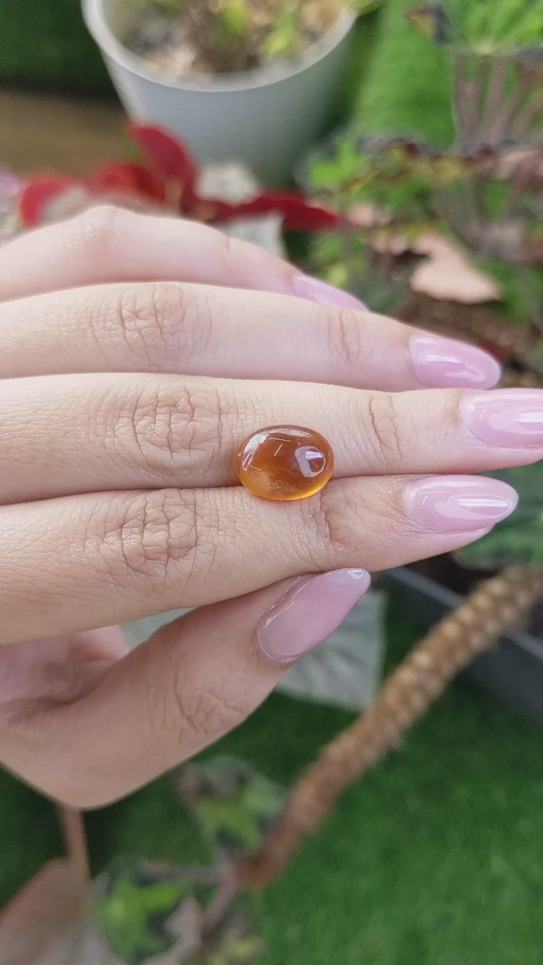 7.38 Ct. Orange Cabochon Hessonite Garnet from Madagascar Size Video