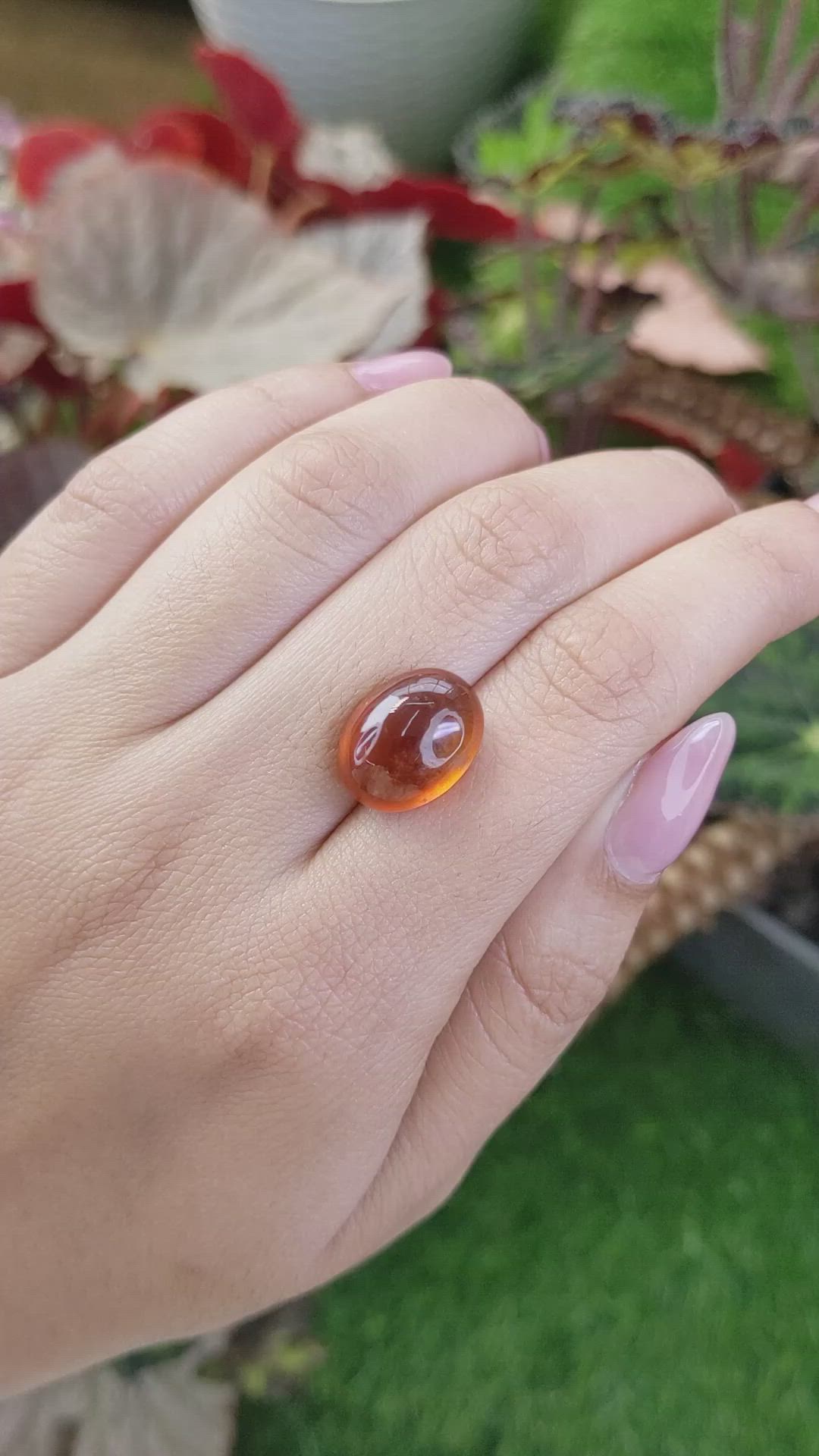 11.67 Ct. Orange Cabochon Hessonite Garnet from Madagascar Size Video