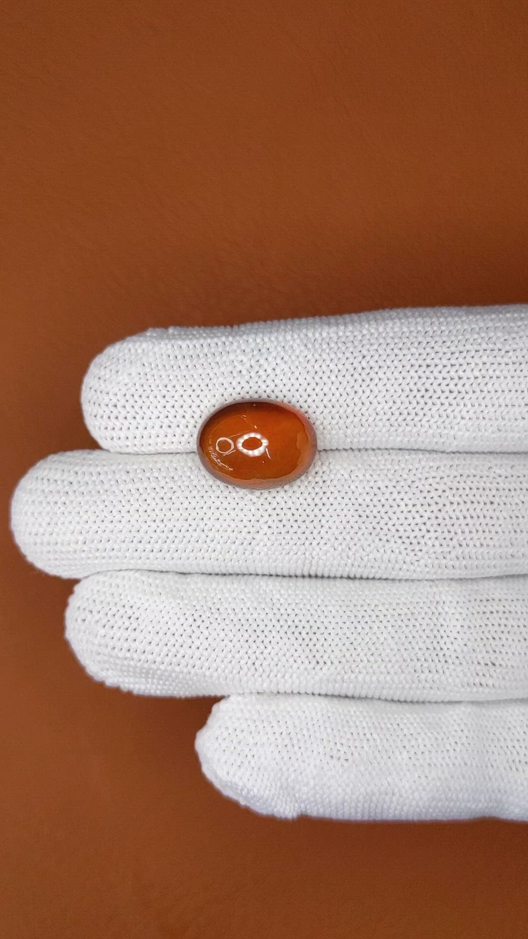 11.67 Ct. Orange Cabochon Hessonite Garnet from Madagascar Size Video