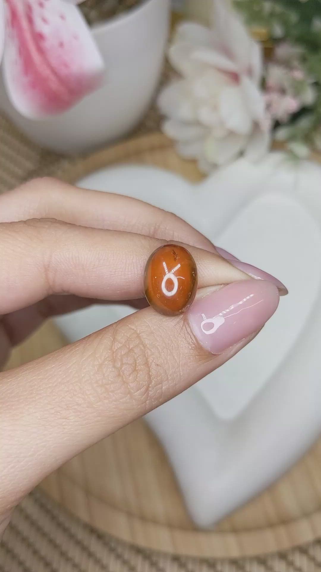 7.50 Ct. Orange Cabochon Hessonite Garnet from Madagascar Size Video