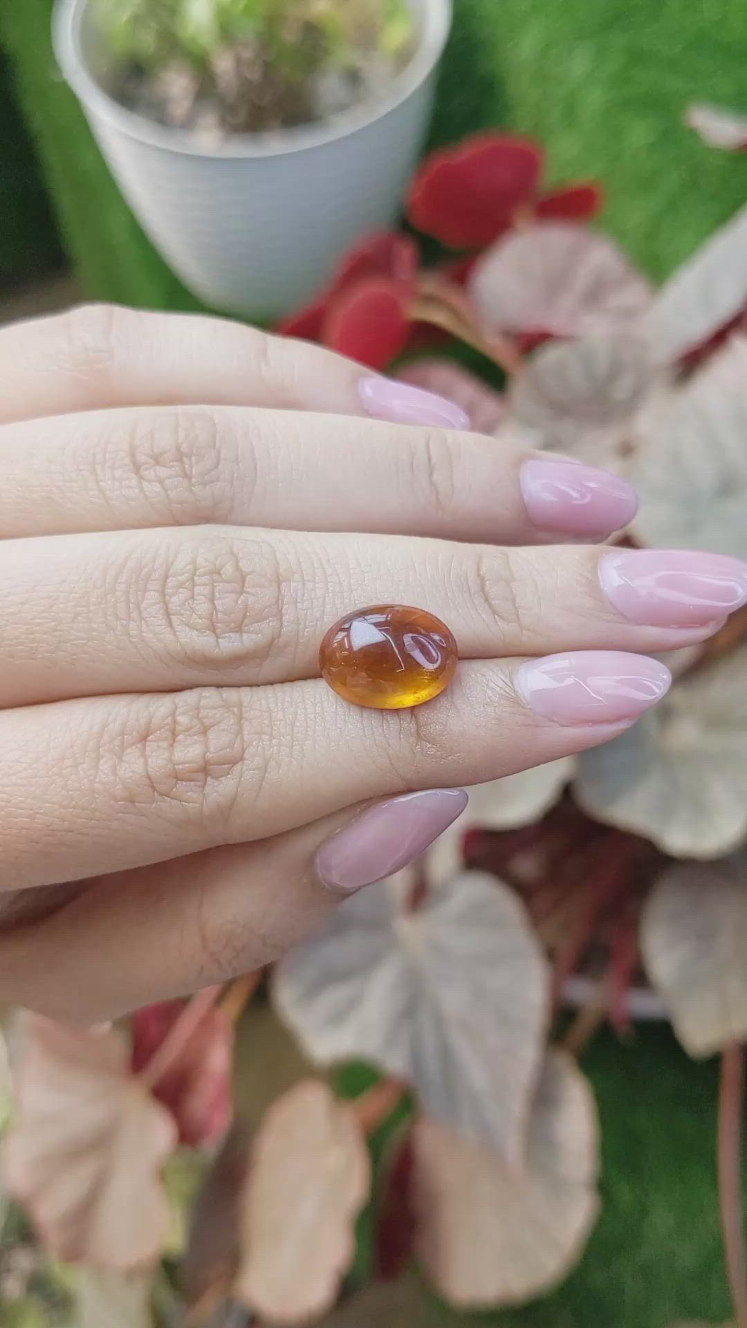 7.50 Ct. Orange Cabochon Hessonite Garnet from Madagascar Size Video