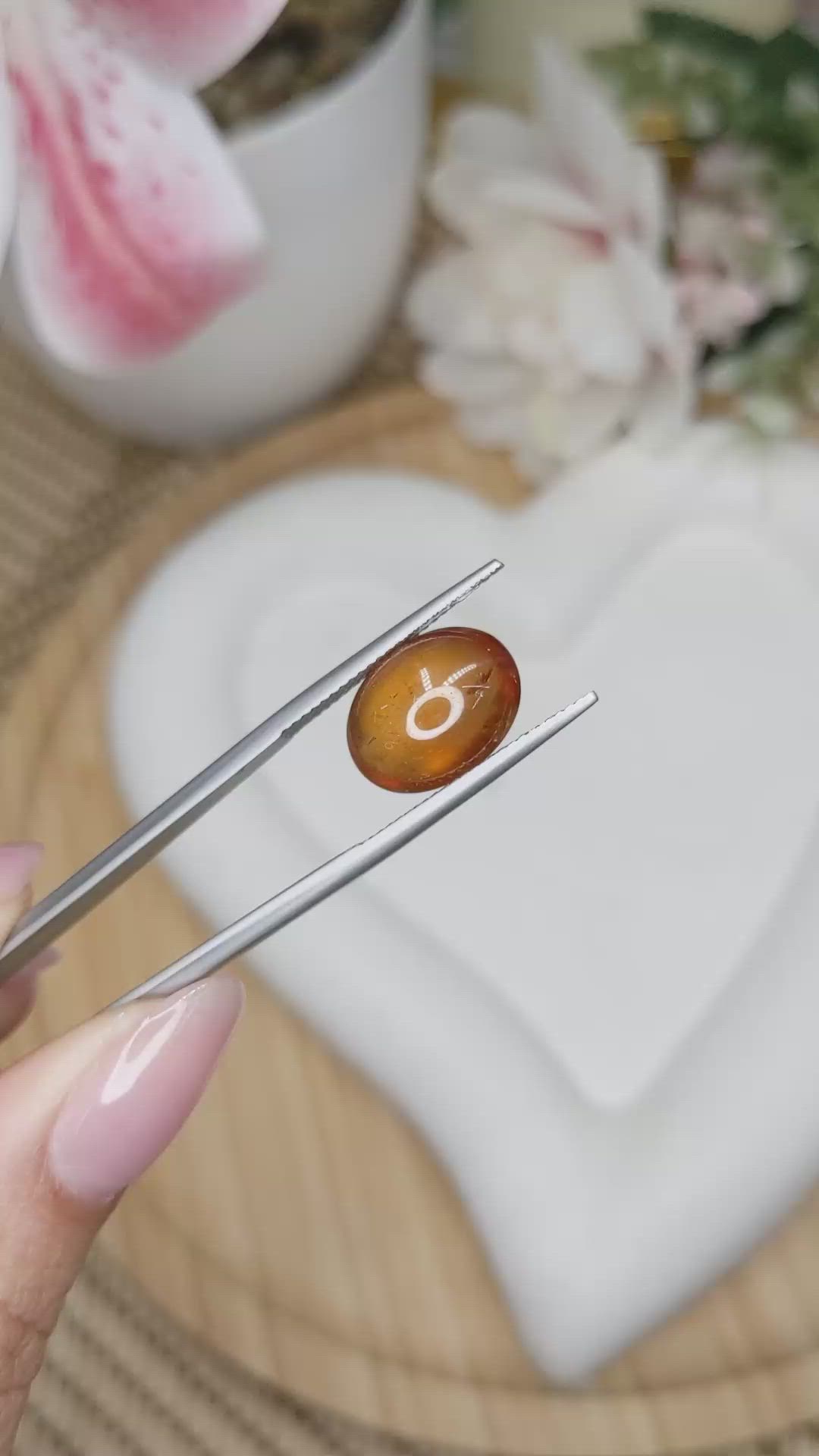 7.50 Ct. Orange Cabochon Hessonite Garnet from Madagascar Size Video