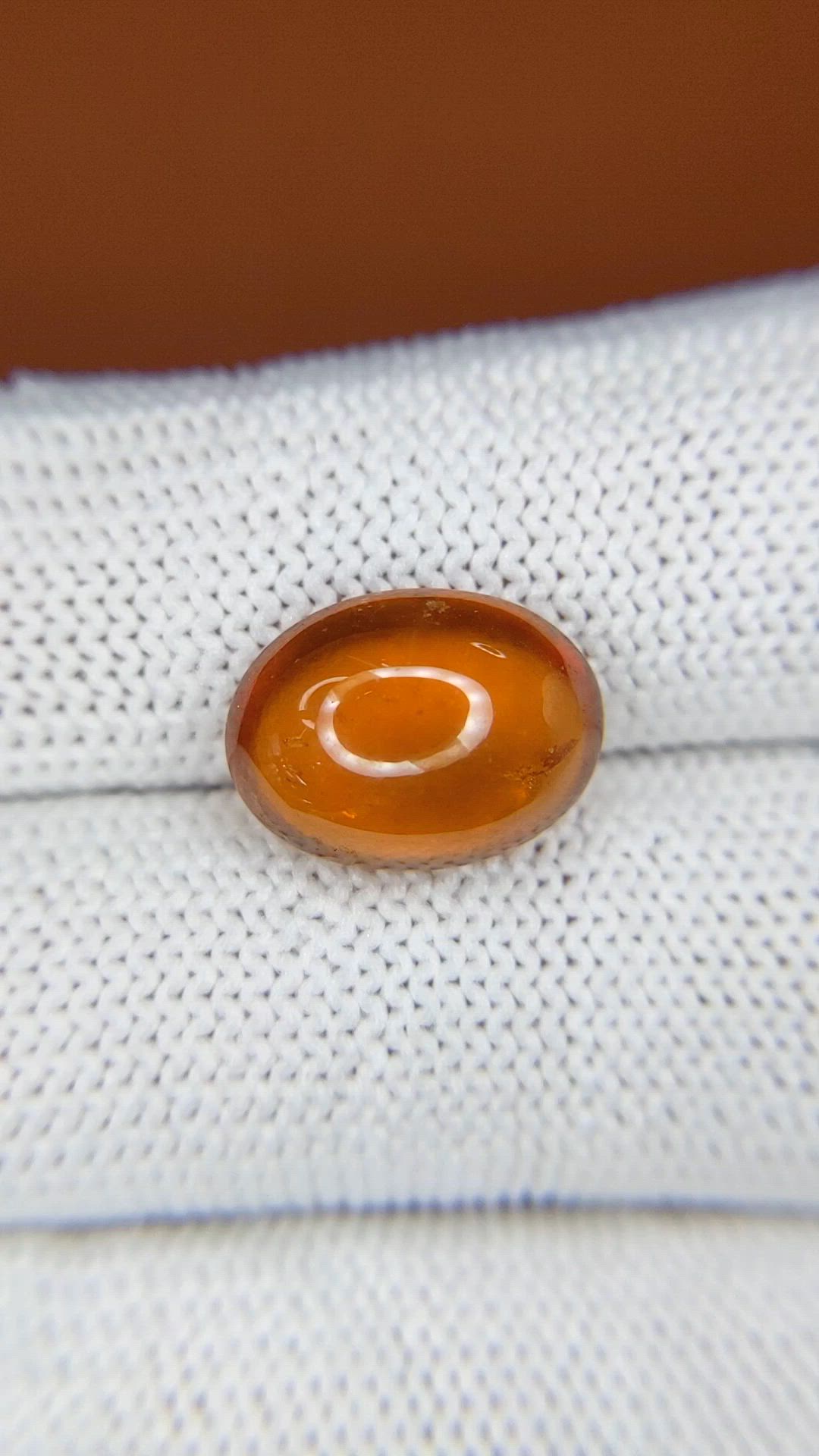 7.50 Ct. Orange Cabochon Hessonite Garnet from Madagascar Size Video