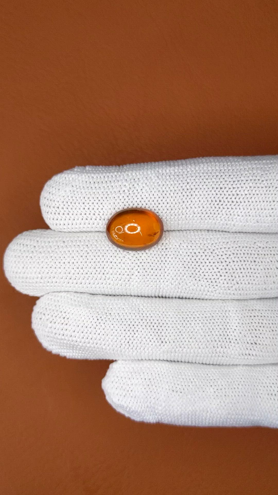 7.50 Ct. Orange Cabochon Hessonite Garnet from Madagascar Size Video