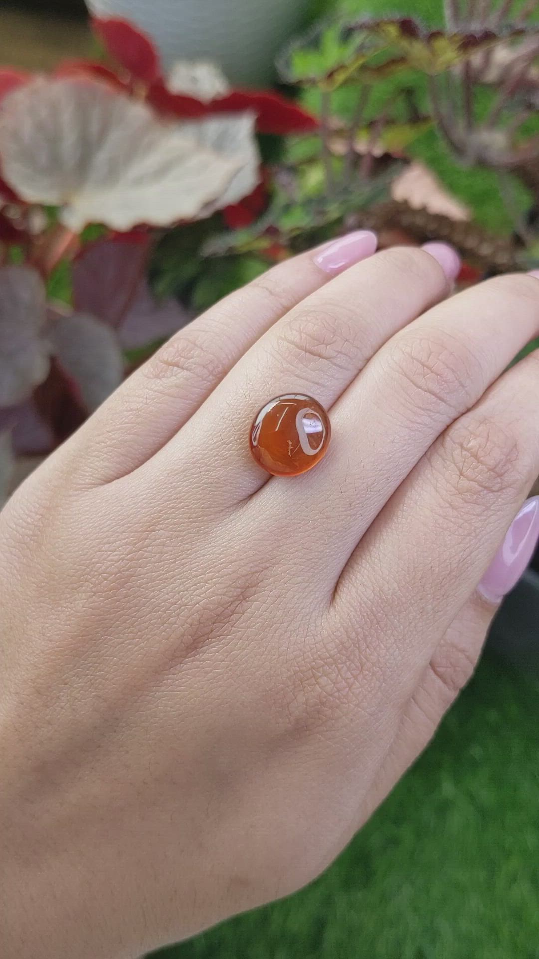 6.92 Ct. Orange Cabochon Hessonite Garnet from Madagascar Size Video