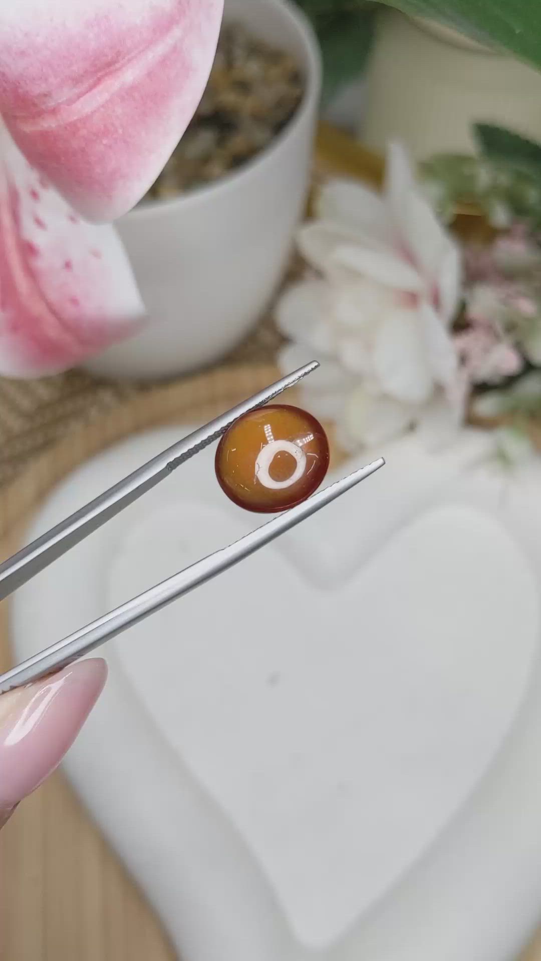 6.92 Ct. Orange Cabochon Hessonite Garnet from Madagascar Size Video