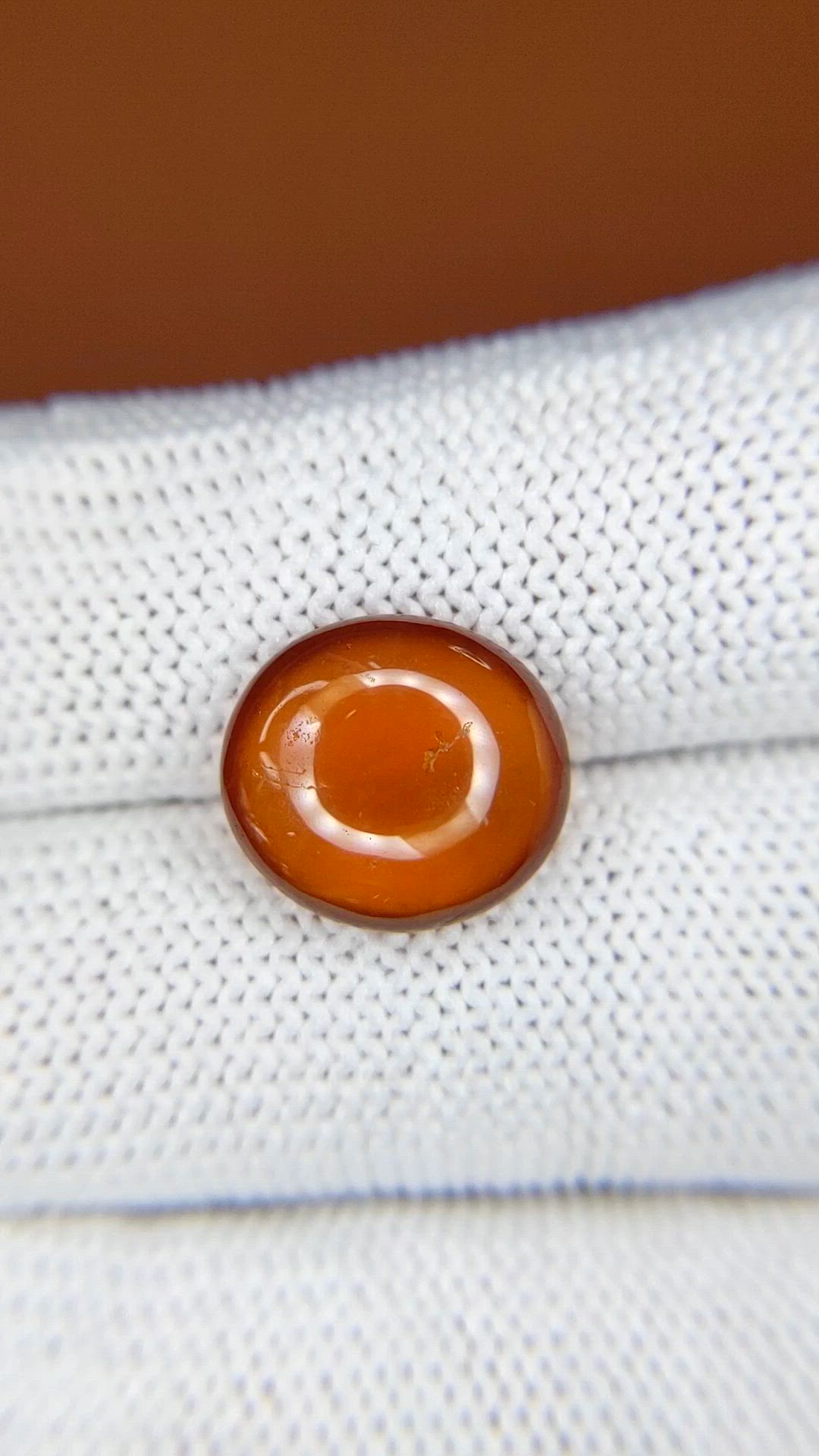 6.92 Ct. Orange Cabochon Hessonite Garnet from Madagascar Size Video