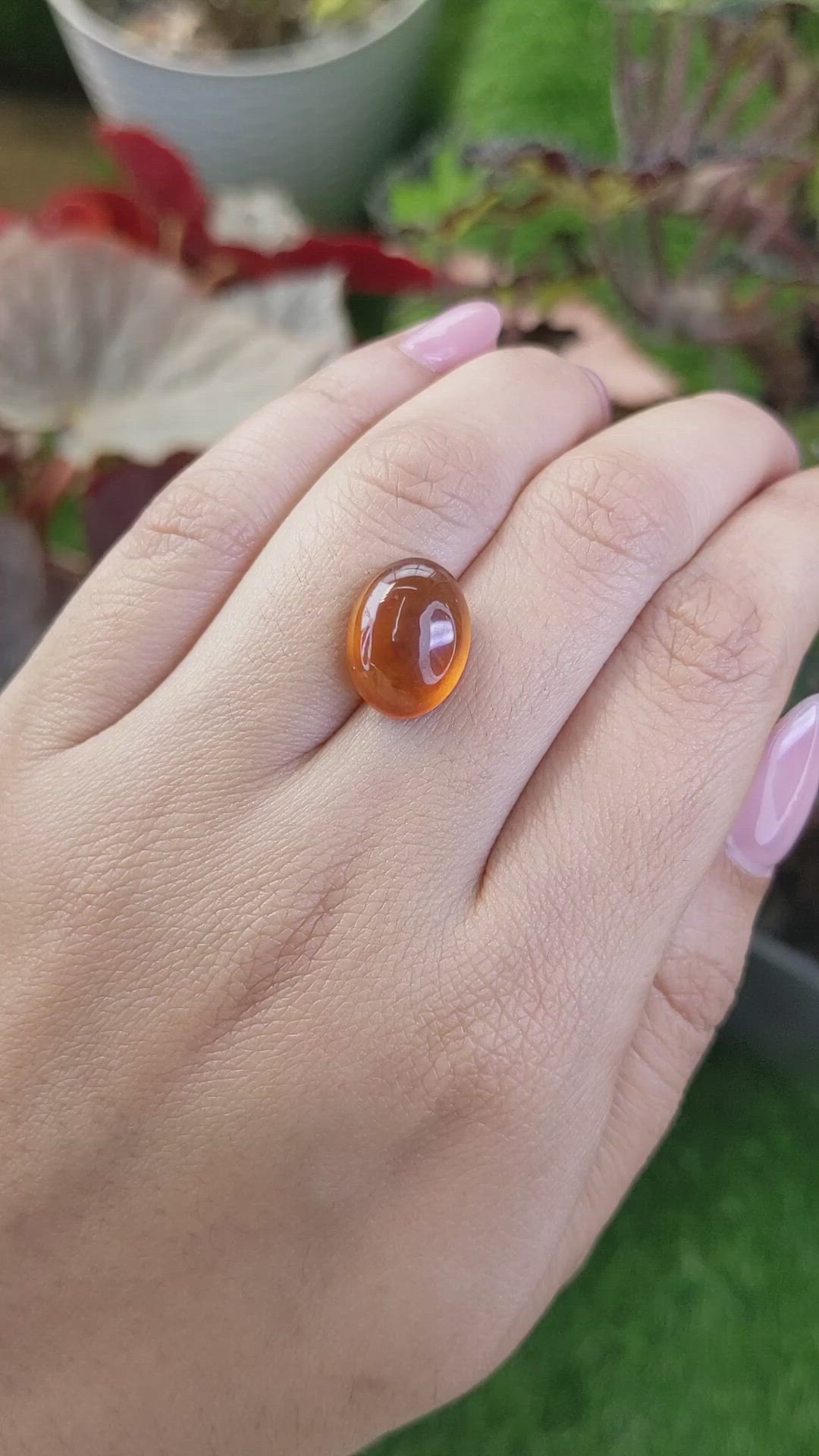 8.75 Ct. Orange Cabochon Hessonite Garnet from Madagascar Size Video