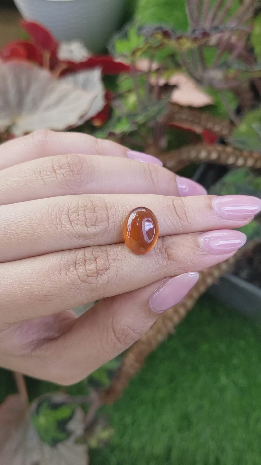 8.75 Ct. Orange Cabochon Hessonite Garnet from Madagascar Size Video