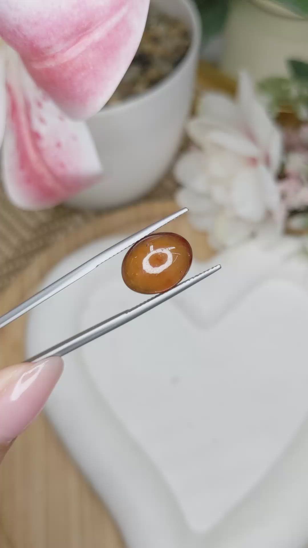 8.75 Ct. Orange Cabochon Hessonite Garnet from Madagascar Size Video