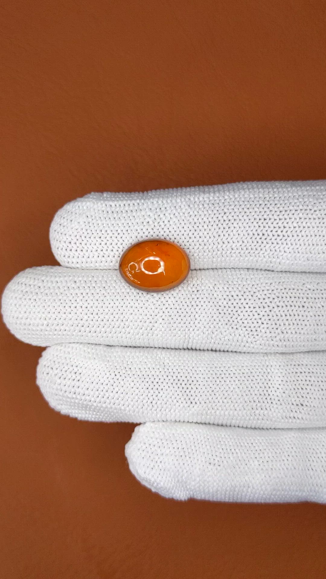 8.75 Ct. Orange Cabochon Hessonite Garnet from Madagascar Size Video