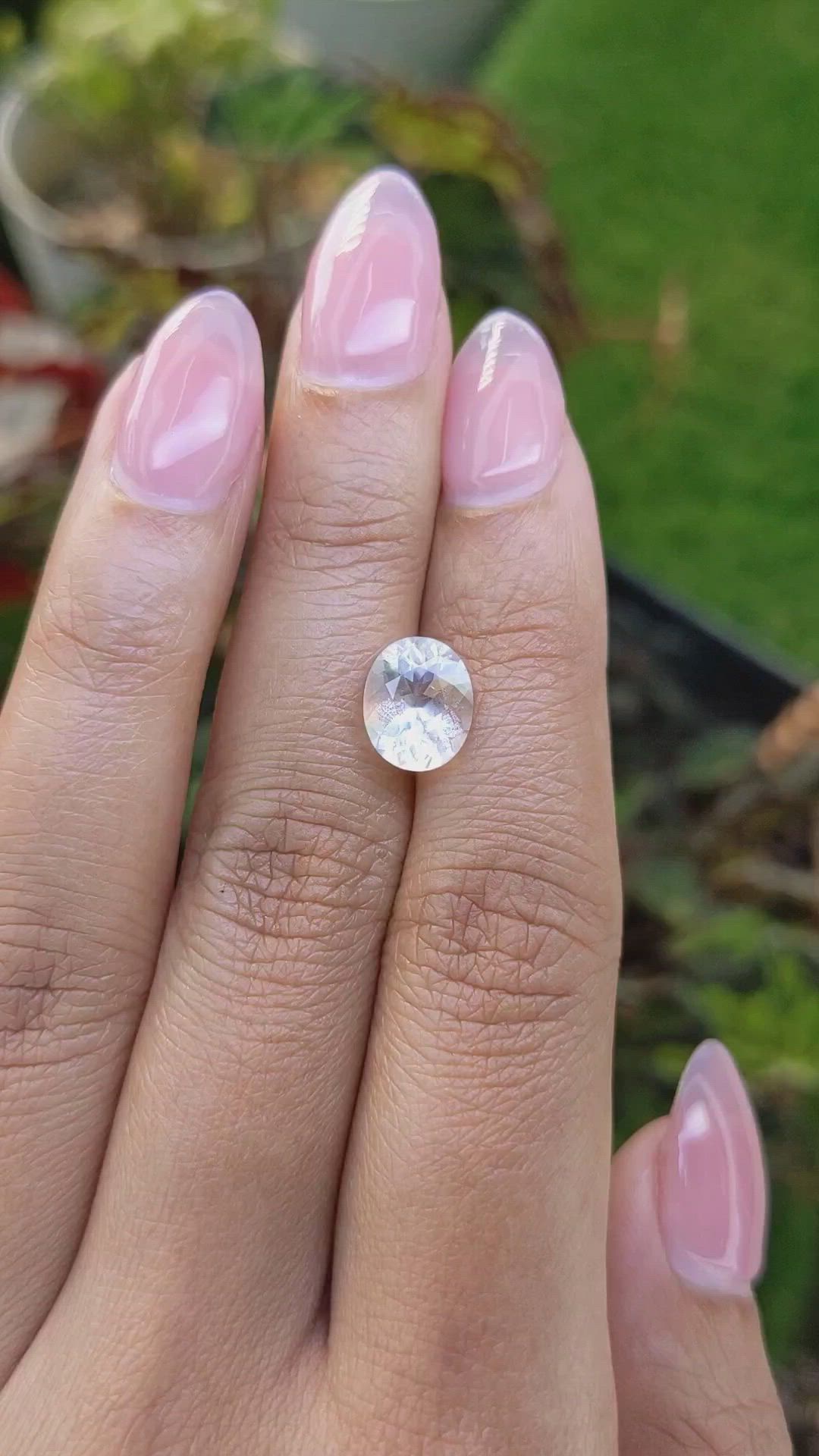 2.22 Ct. Rainbow Moonstone from Ceylon (Sri Lanka) Size Video