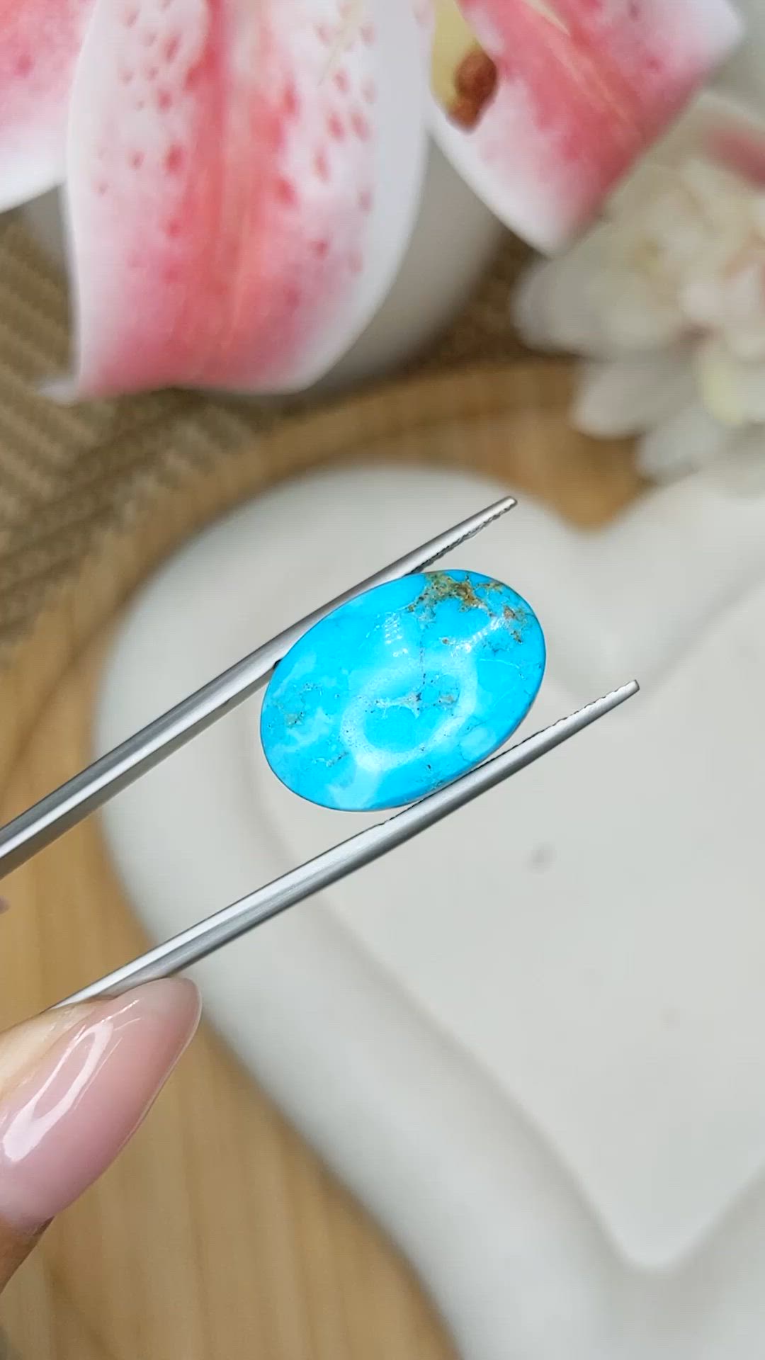 19.84 Ct. Blue Cabochon Turquoise from Persia(Iran) Size Video
