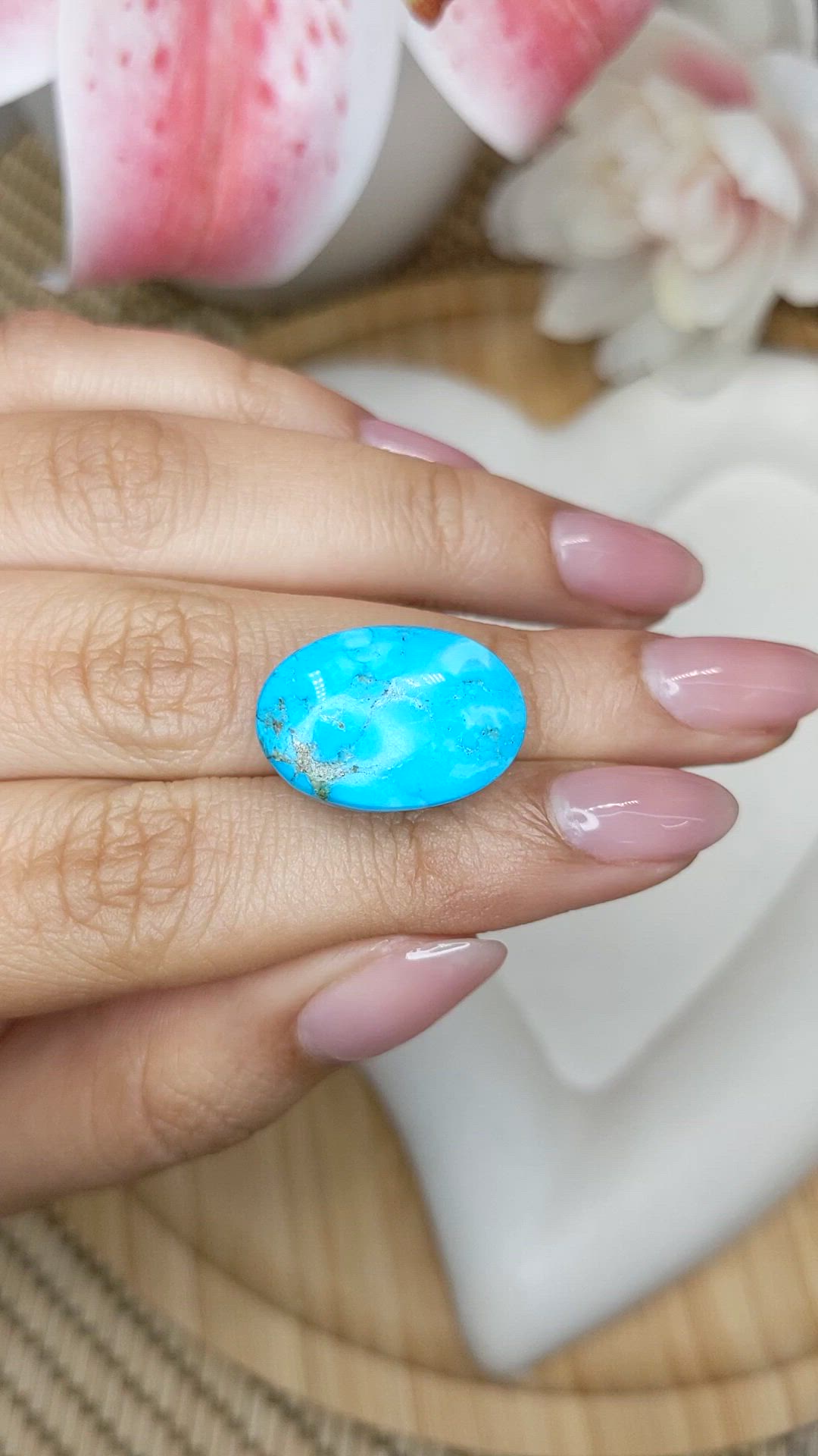 19.84 Ct. Blue Cabochon Turquoise from Persia(Iran) Size Video