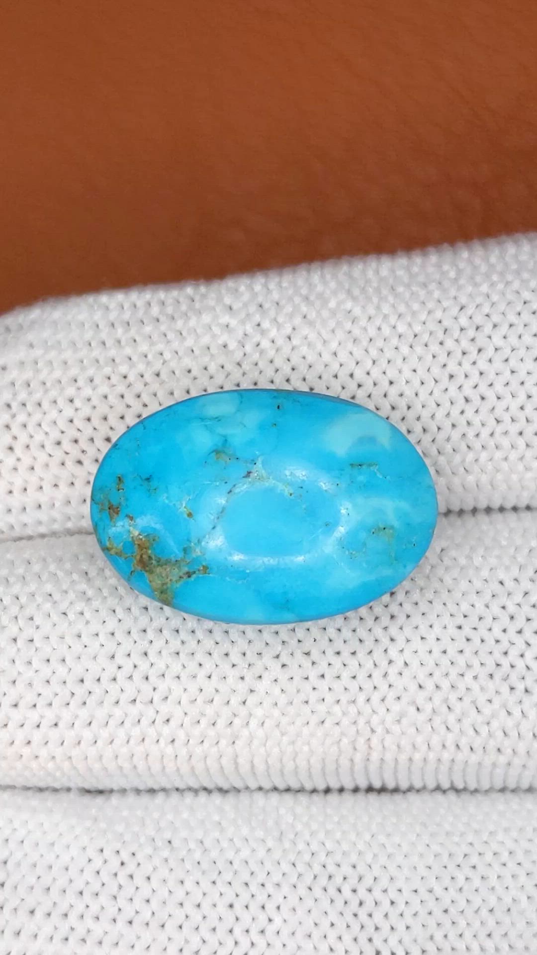 19.84 Ct. Blue Cabochon Turquoise from Persia(Iran) Size Video