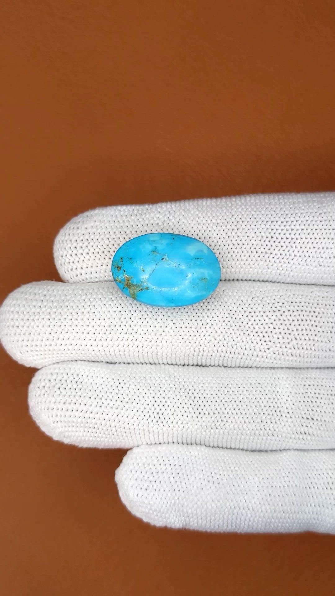 19.84 Ct. Blue Cabochon Turquoise from Persia(Iran) Size Video