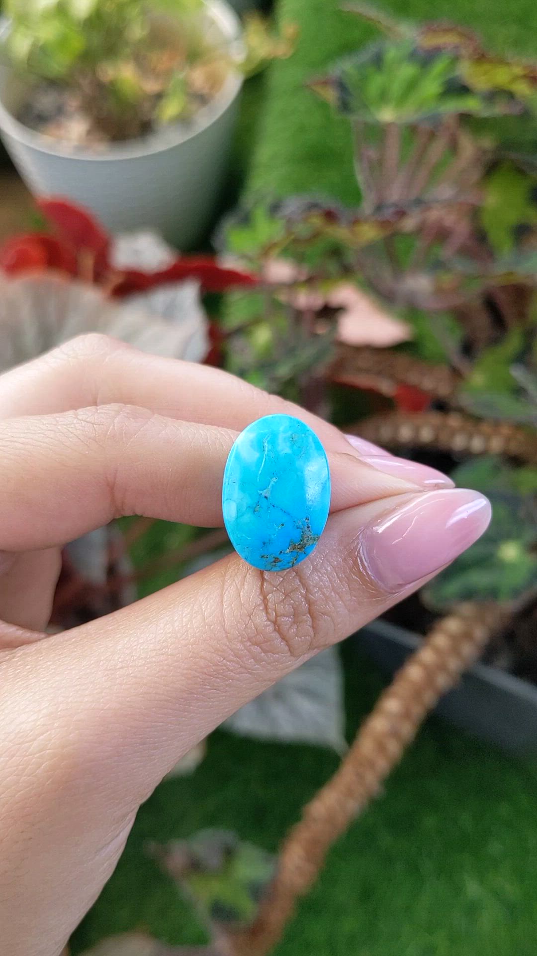 19.84 Ct. Blue Cabochon Turquoise from Persia(Iran) Size Video