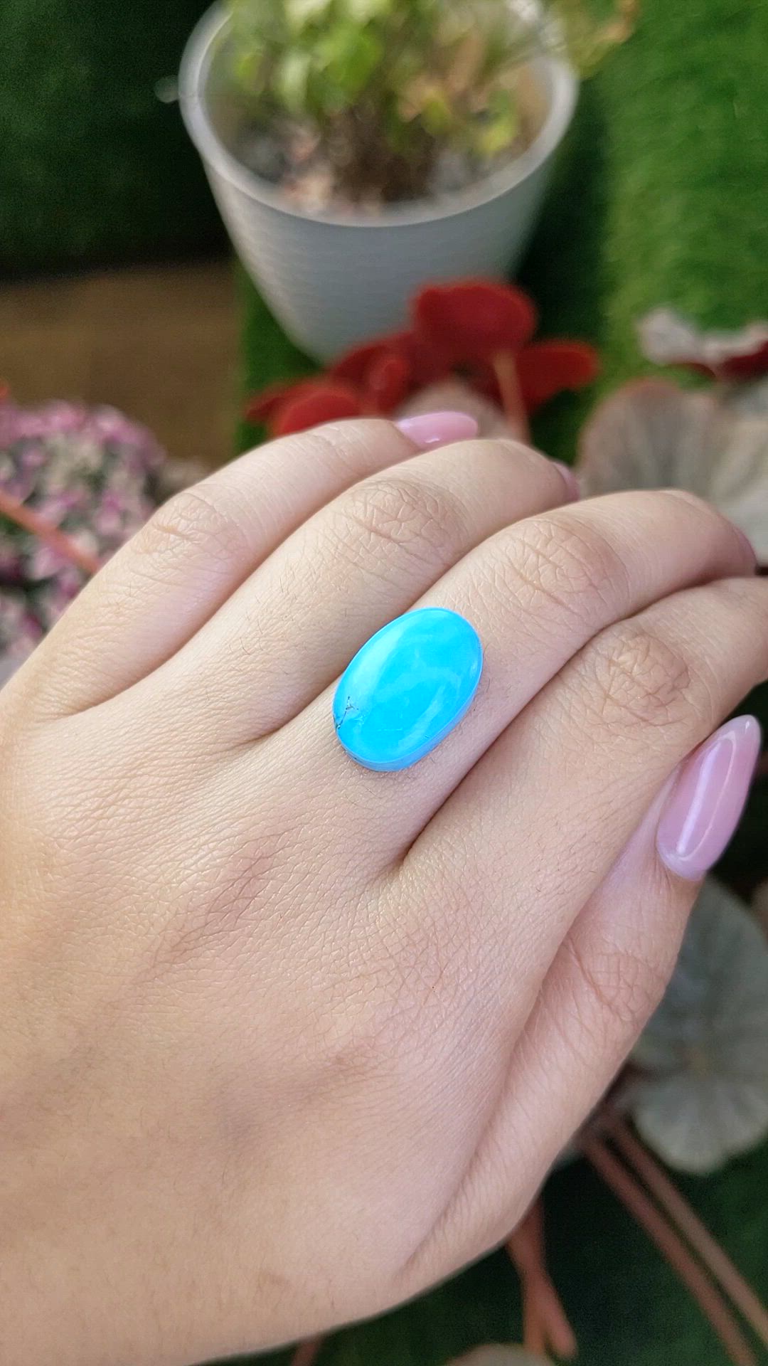 13.39 Ct. Blue Cabochon Turquoise from Persia(Iran) Size Video