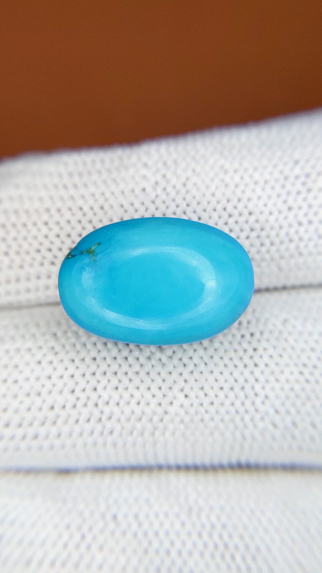 13.39 Ct. Blue Cabochon Turquoise from Persia(Iran) Size Video