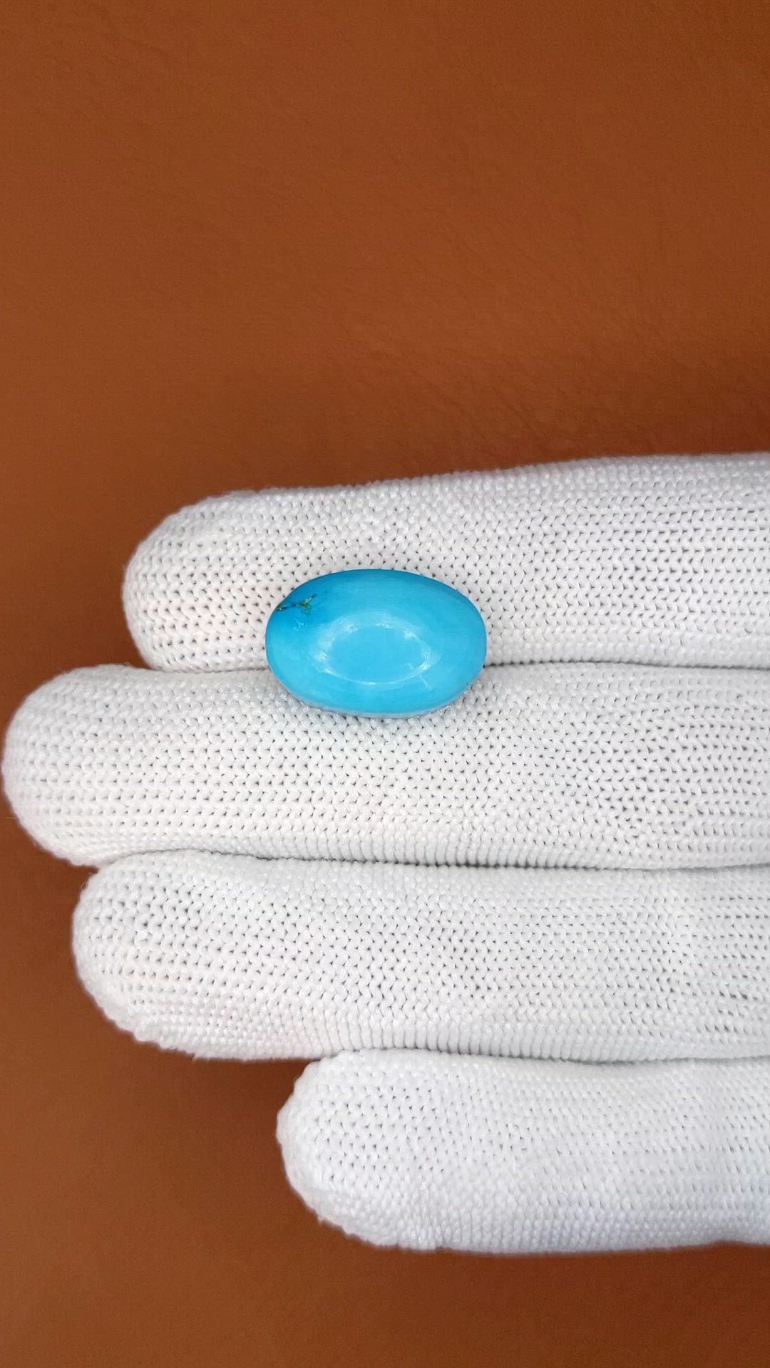 13.39 Ct. Blue Cabochon Turquoise from Persia(Iran) Size Video