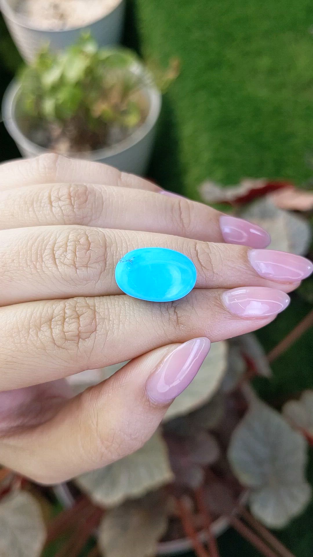 13.39 Ct. Blue Cabochon Turquoise from Persia(Iran) Size Video